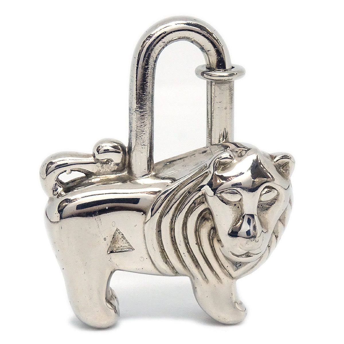 image of Hermes Lion 1997 Limited Cadena Bag Charm Silver Small Good 68014 in Black, Women's