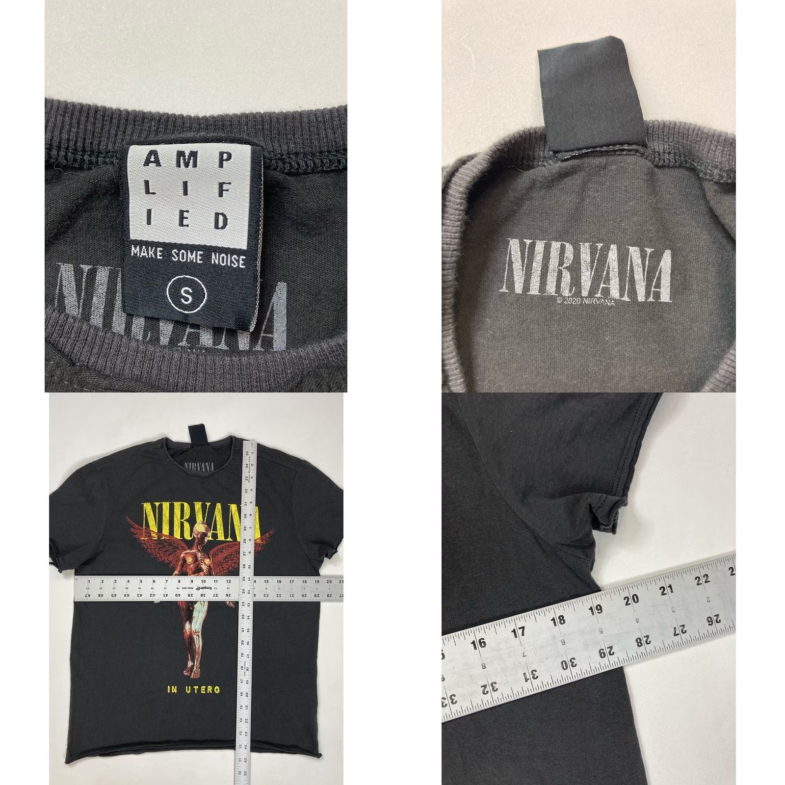Vintage Nirvana In Utero Graphic T-shirt Women Small Black Short Sleeve Distressed Music Size S / US 4 / IT 40 - 8 Thumbnail