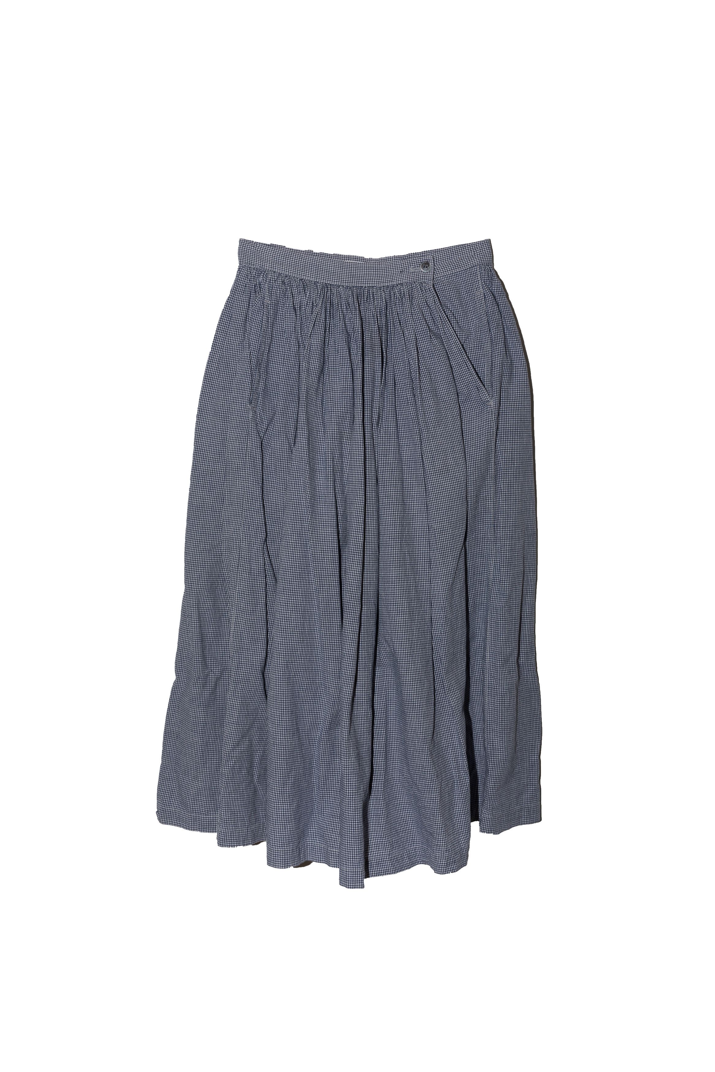 FINE GINGHAM PLEATED MAXI SKIRT