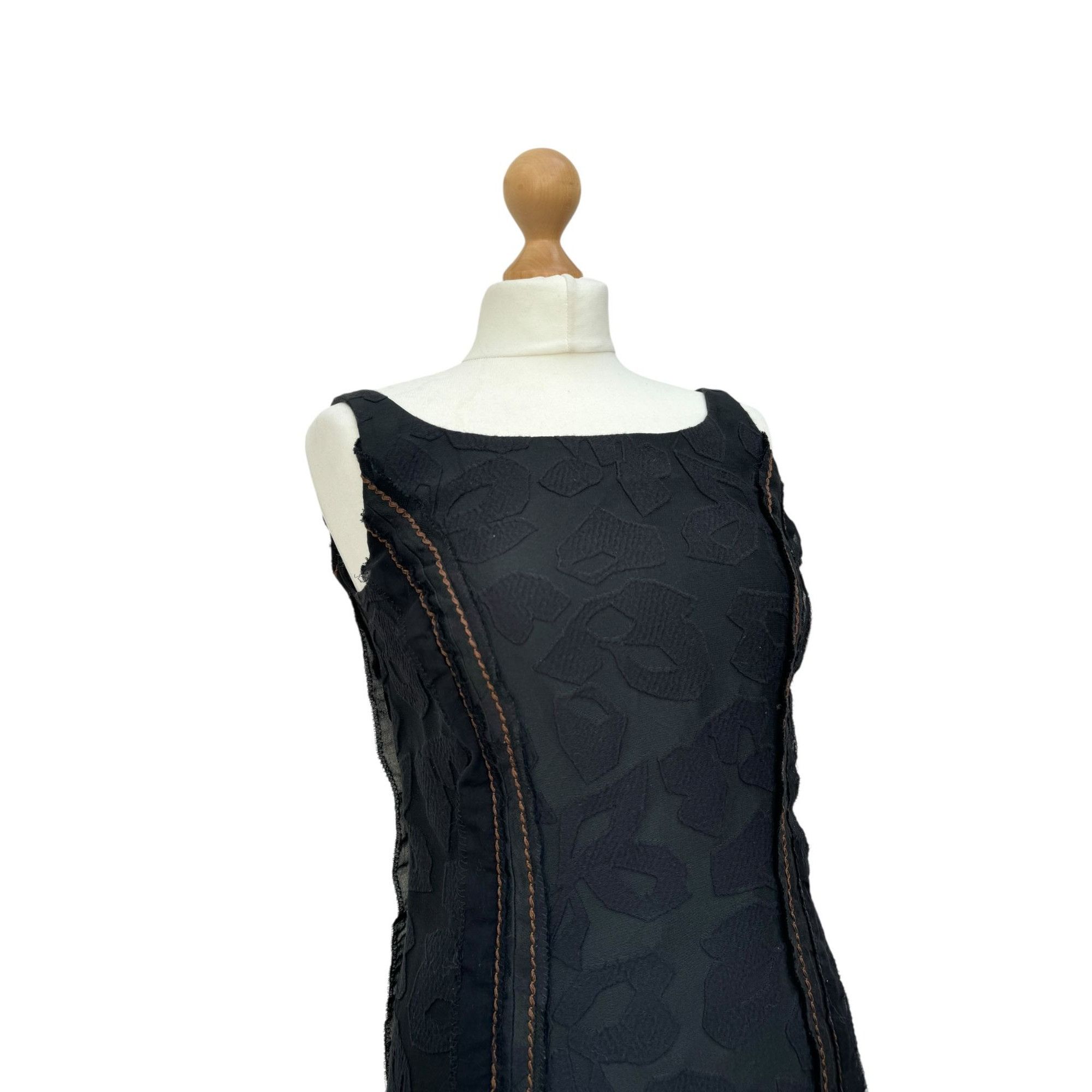 Prada Black Textured Cotton-Silk Blend Dress Size M / US 6-8 / IT 42-44 - 2 Thumbnail