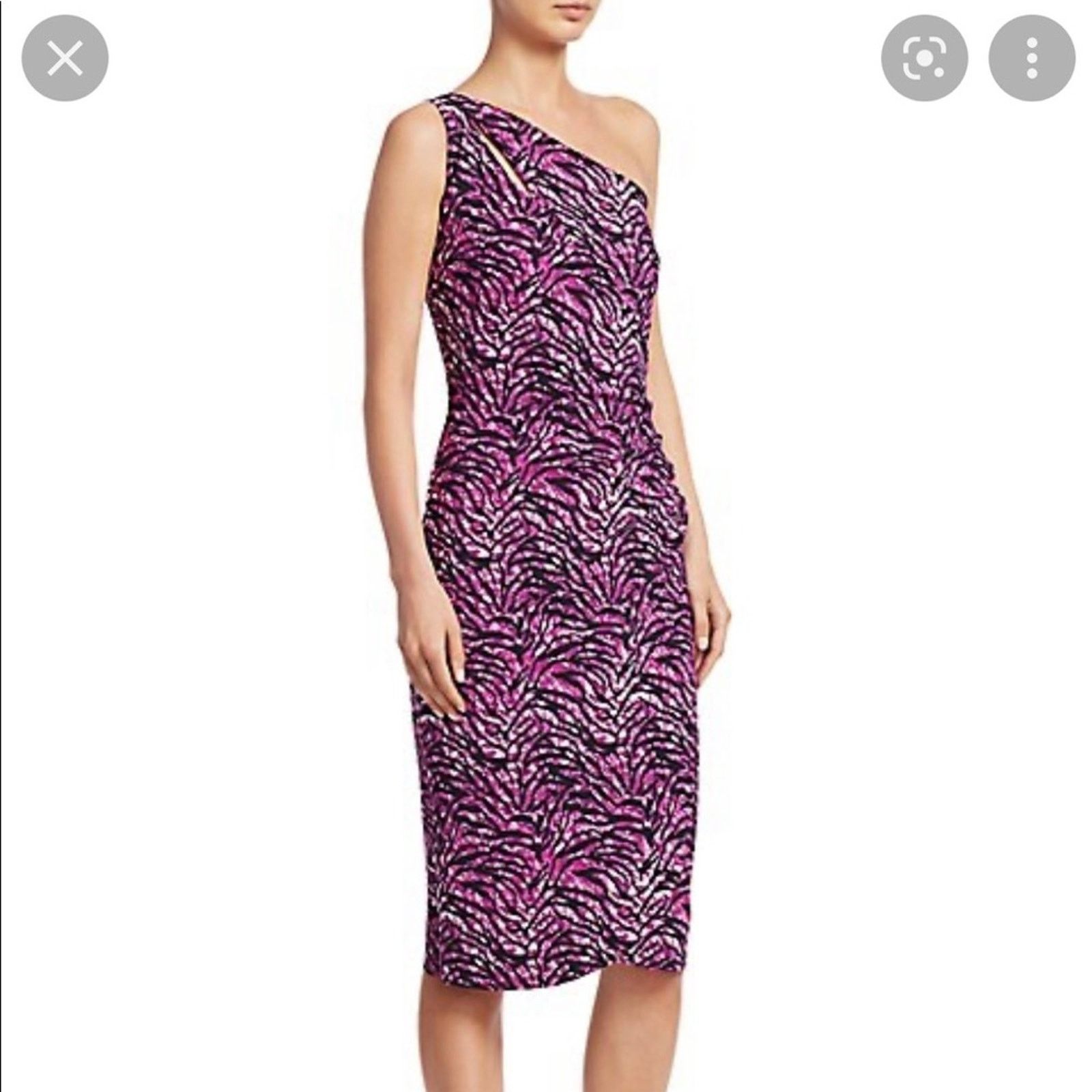 Chiara Boni Chiara Boni One Shoulder Purple Zebra Bodycon Dress 8 Size M / US 6-8 / IT 42-44 - 1 Thumbnail