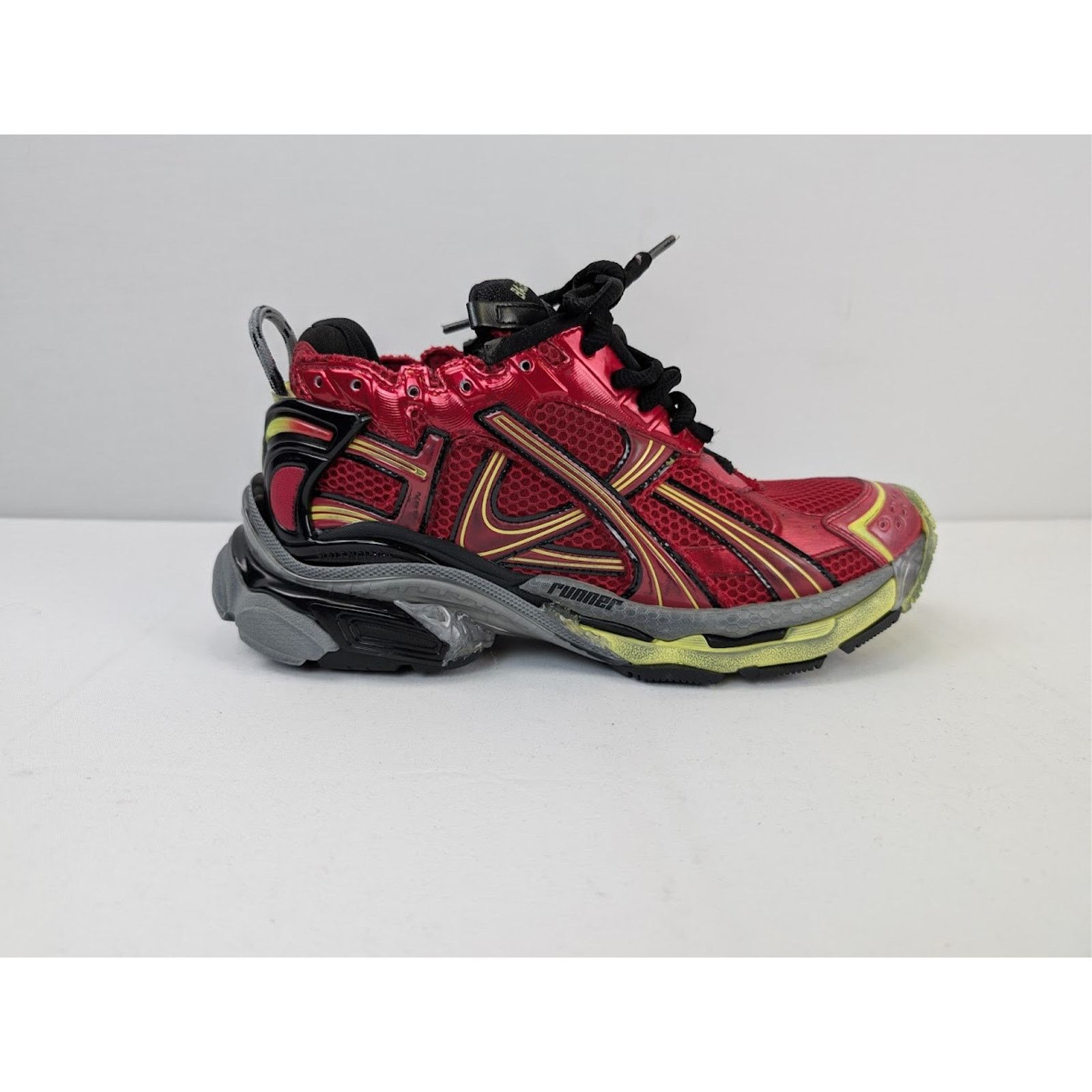 Balenciaga o1rshd1 Mesh Rubber Runner in Red/Yellow/Grey/Black Size US 12 / EU 45 - 4 Thumbnail