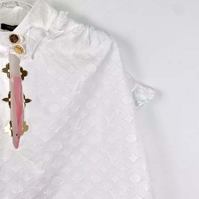 Louis Vuitton Louis Vuitton White logo jacquard full-print cotton lace s Size XS / US 0-2 / IT 36-38 - 3 Thumbnail