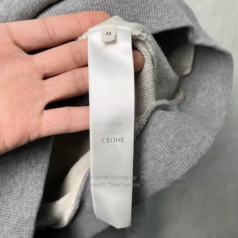 Celine CELINE Grey Goth Lettering Logo Embroidered Hoodie Size US M / EU 48-50 / 2 - 4 Thumbnail