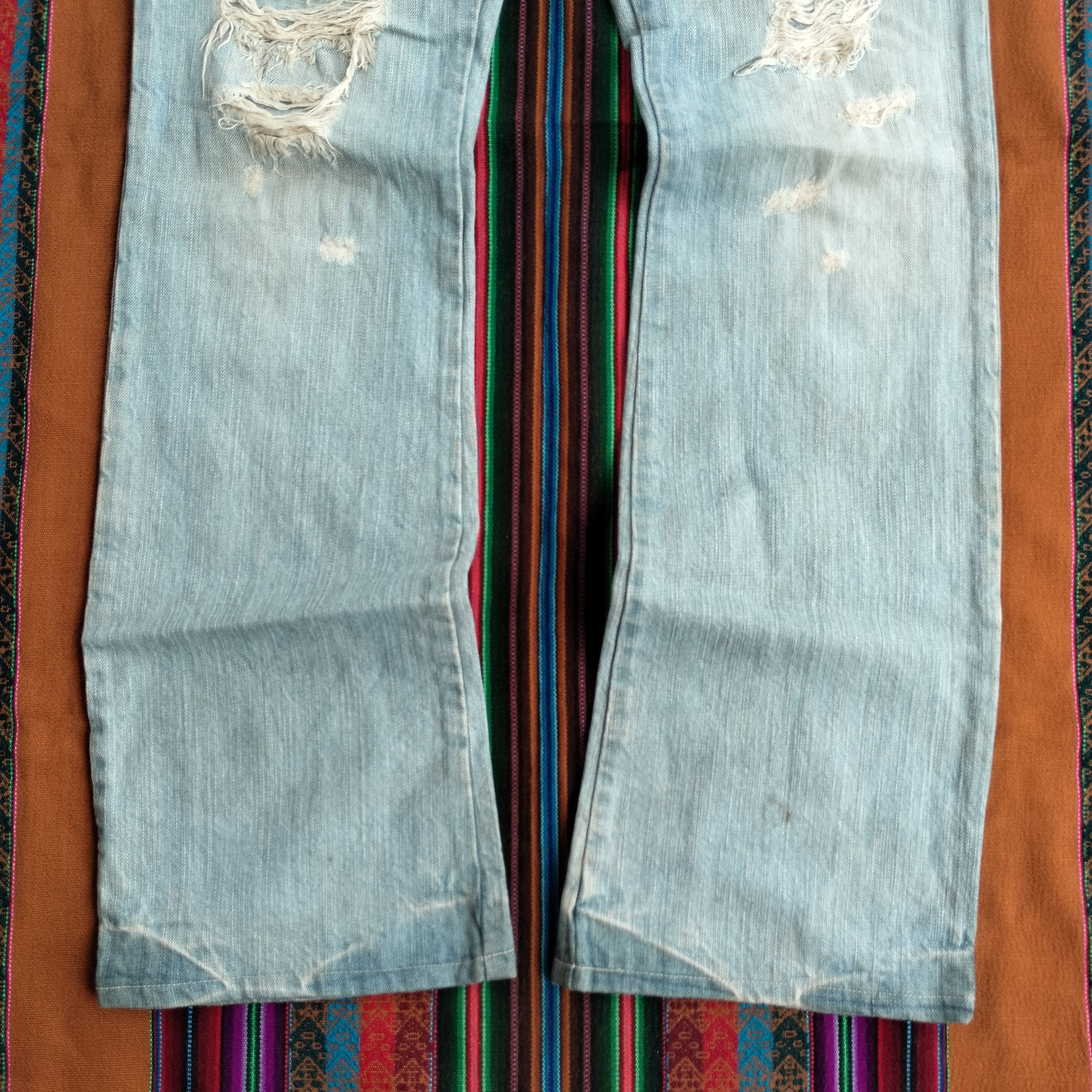 Le Grande Bleu (L.G.B.) mud wash distressed flare denim Size US 34 / EU 50 - 4 Thumbnail