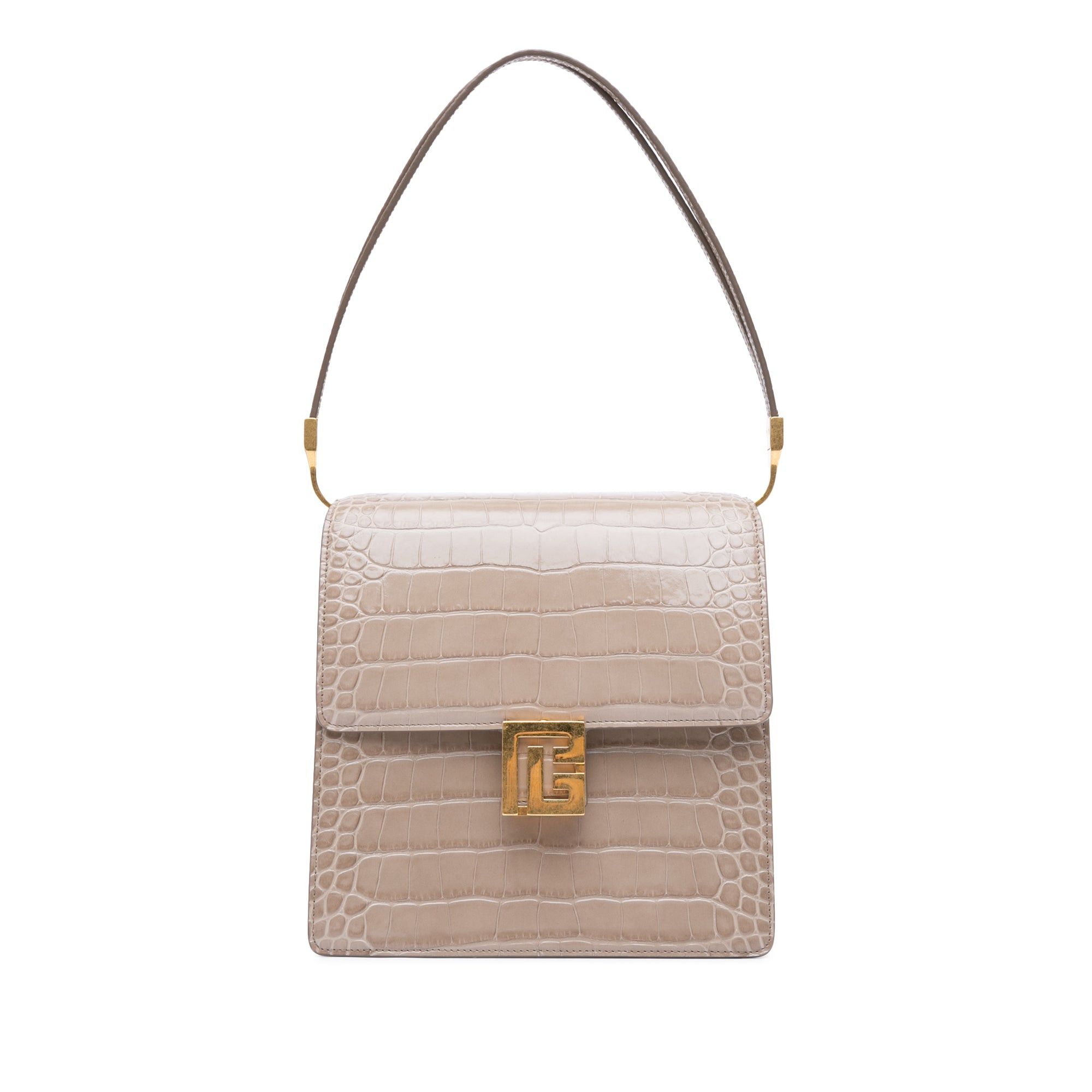 Balmain Balmain Embossed Leather Ely Shoulder Bag Brown Size ONE SIZE - 1 Thumbnail