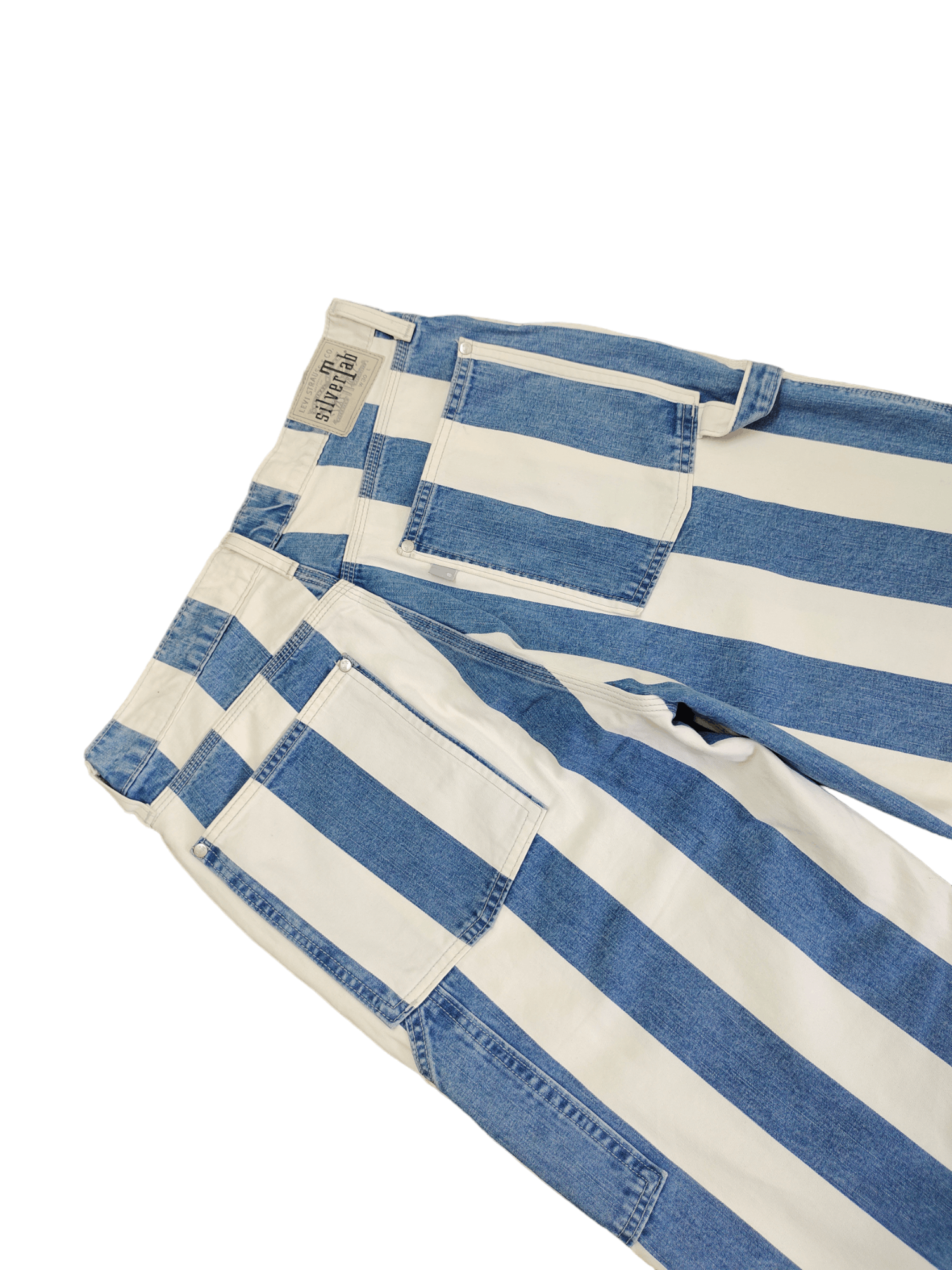 Levi's Vintage Clothing Baggy Jeans Levis Silver Tab Prisoner Striped Carpenter 3Q Size US 31 - 3 Thumbnail