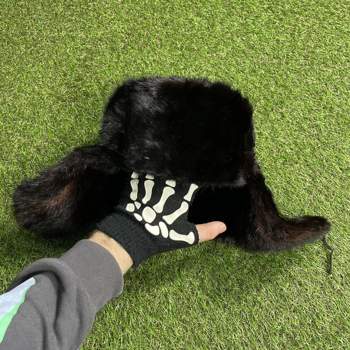 Vintage Vintage Y2K Fuzzy Black Furry Beanie Alt Ushanka Logo OS Size ONE SIZE - 3 Thumbnail