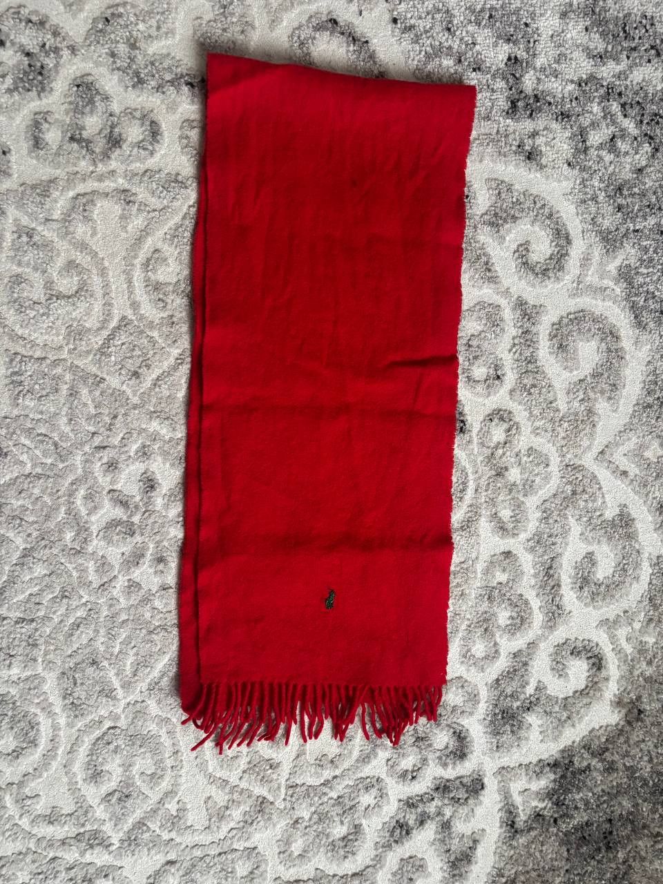 Polo Ralph Lauren POLO RALPH LAUREN Red 100% Wool Scarf Classic Logo Size ONE SIZE - 5 Thumbnail