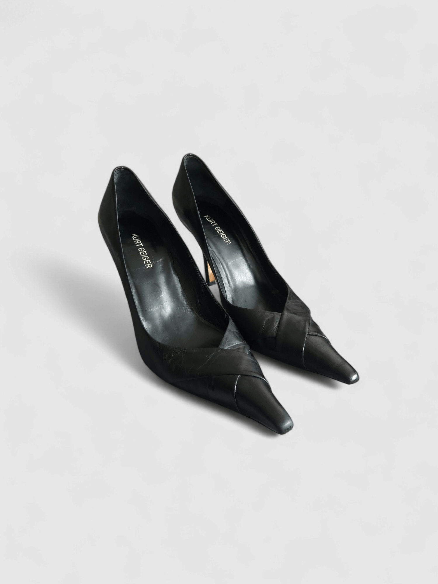 Leather Vintage Leather Black kitten Heels Kurt Geiger Size US 10 / IT 40 - 3 Thumbnail