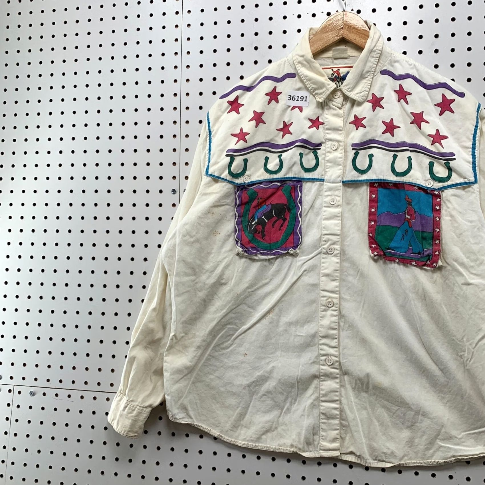 Vintage VINTAGE I Love Cowboys Shirt Womens XL White Long Sleeve Button Western Size XL / US 12-14 / IT 48-50 - 3 Thumbnail