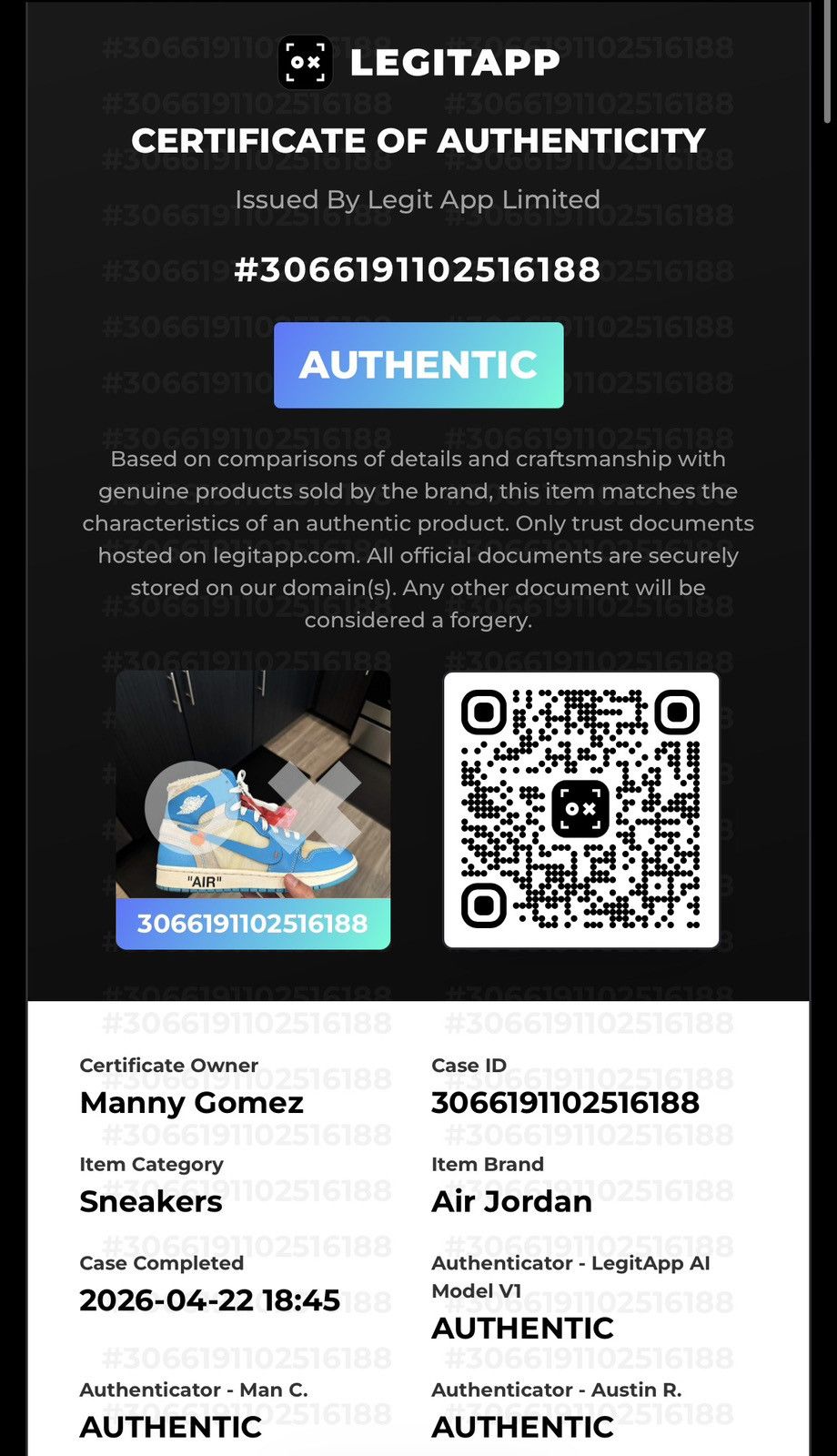 Jordan Brand × Off-White Off-White X Air Jordan 1 High OG UNC Size 8.5 Size US 8.5 / EU 41-42 - 24 Thumbnail