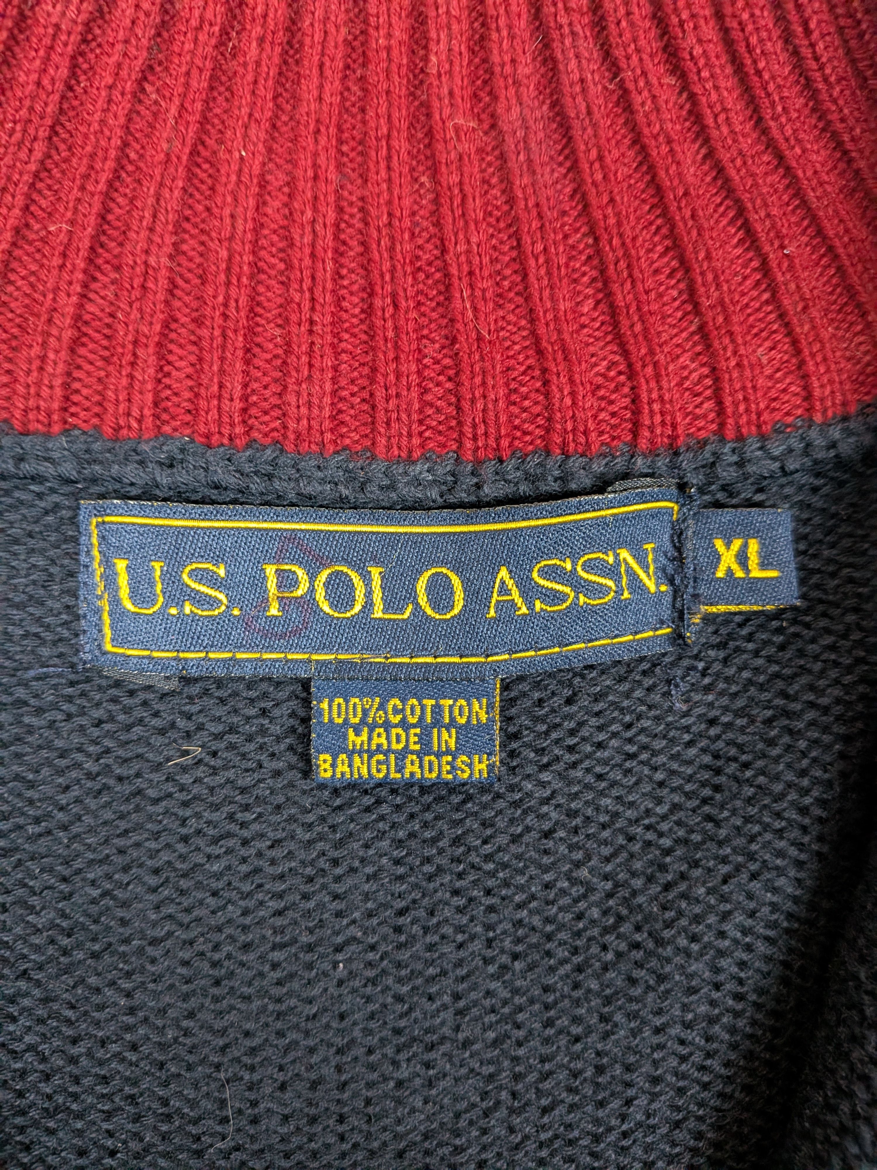 U.S. Polo Assn. USPA Navy Quarter-Zip Sweater XL Winter Pullover Size US XL / EU 56 / 4 - 9 Thumbnail