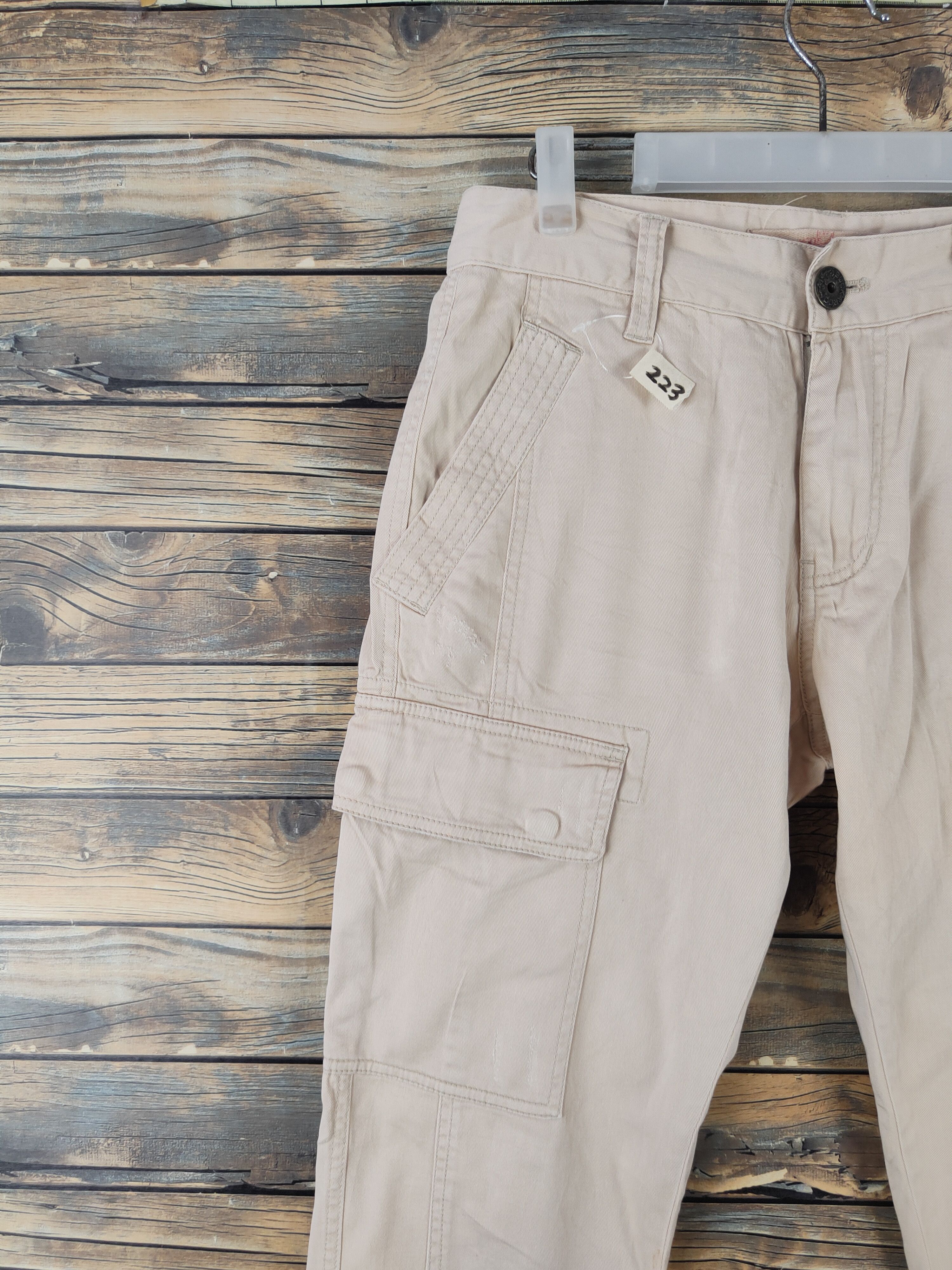 Japanese Brand DLL Buckaroo Peach Multipocket Skinny Cargo Pants #223 Size US 31 - 3 Thumbnail