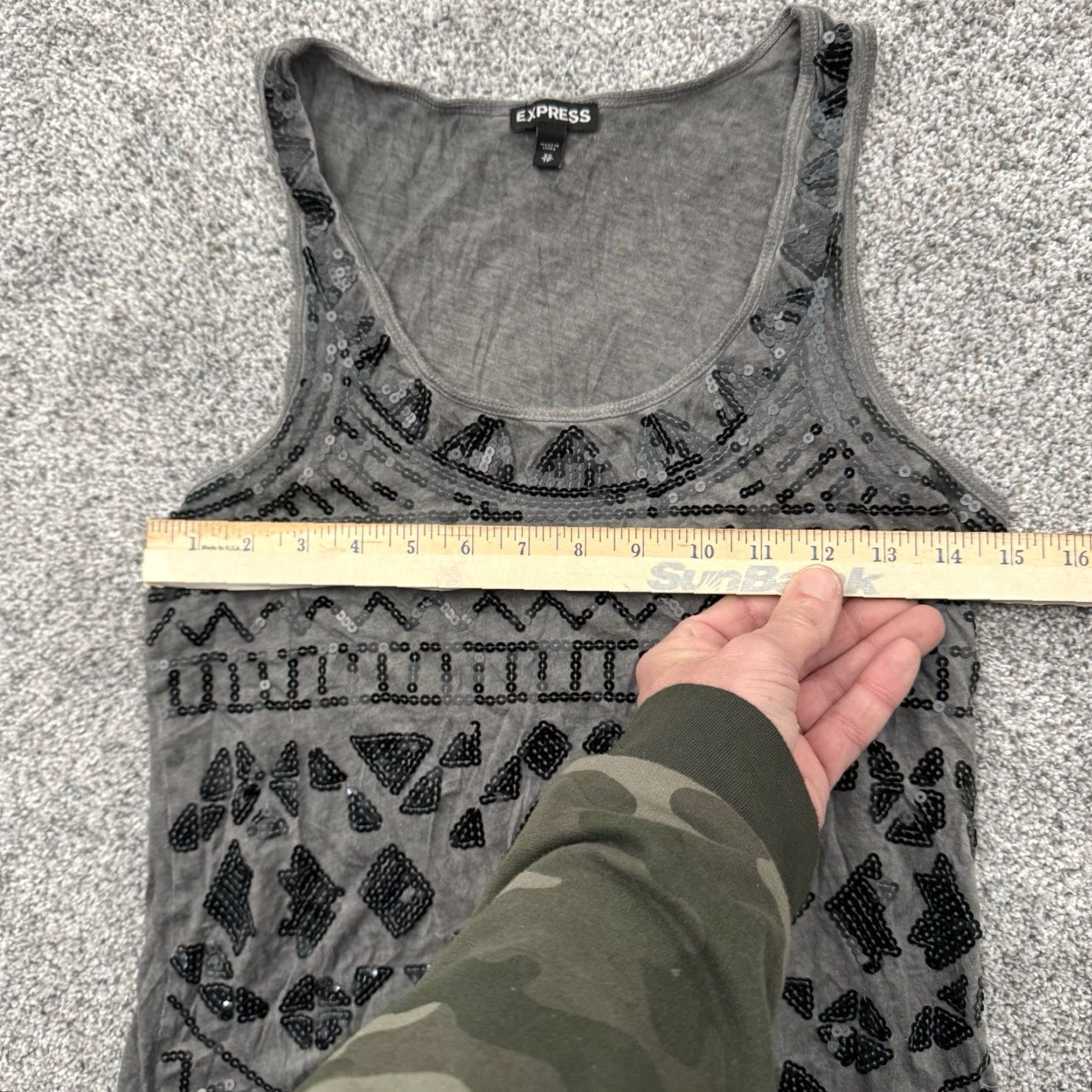 Express Express Tank Top Womens XS Edgy Sequins Sparkly Grunge Party Y2K Look Tank Women's XS Gray Cotton Modal Sequin Express Vintage? No Size XS / US 0-2 / IT 36-38 - 3 Thumbnail