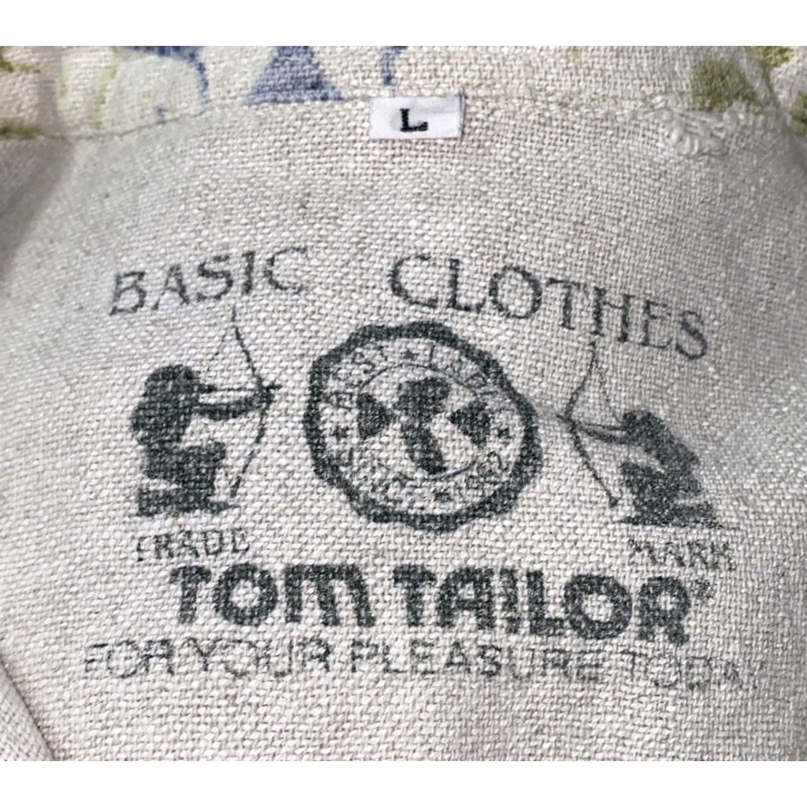 Tom Tailor TOM TAILOR Shirt Men L Multicolor Button Front Cotton/Linen Short Sleeve Geometric Casual Button-Up Clothing Size US L / EU 52-54 / 3 - 6 Thumbnail