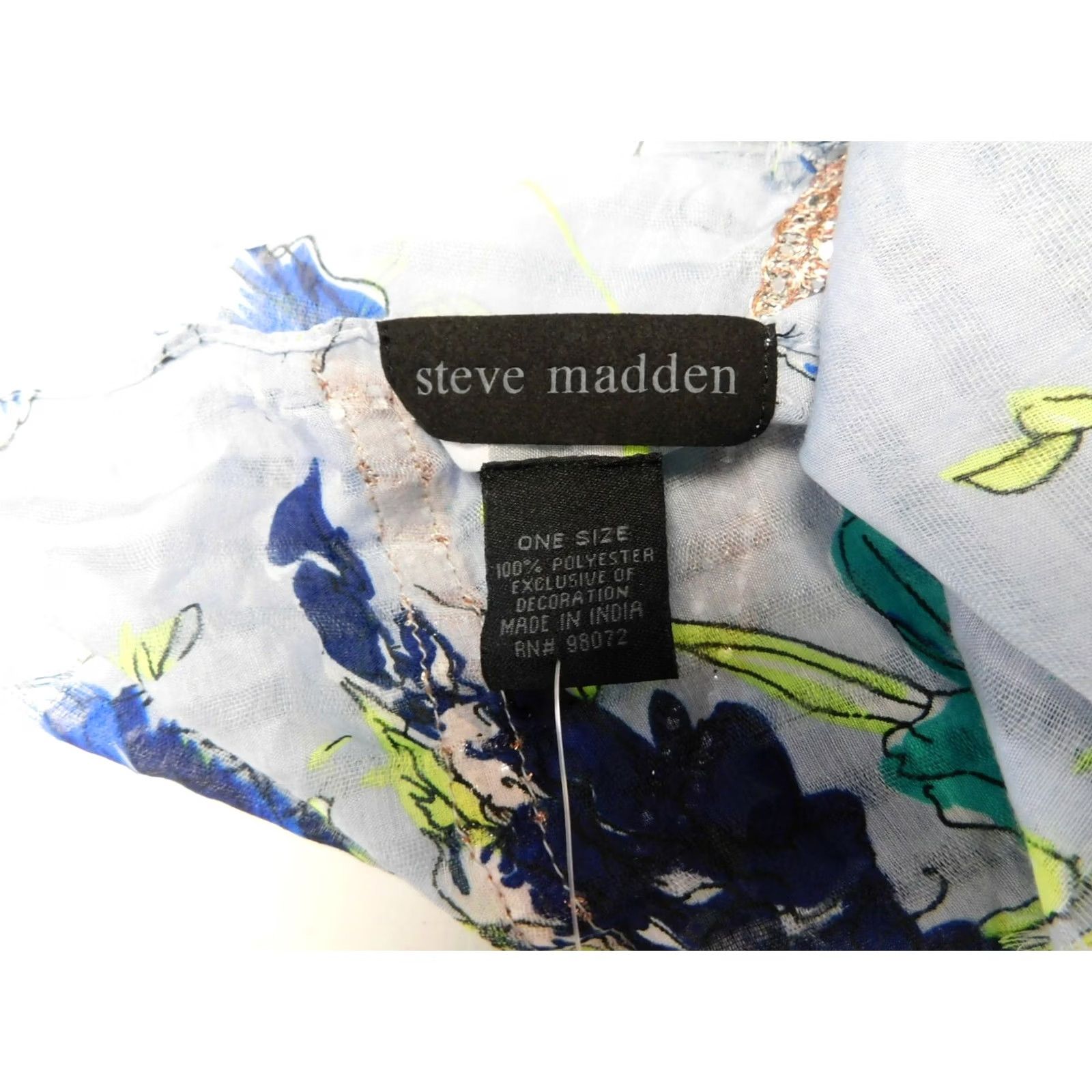 Steve Madden Steve Madden Blue Multi Floral Print Oversize Wrap Scarf Womens Size ONE SIZE - 3 Thumbnail