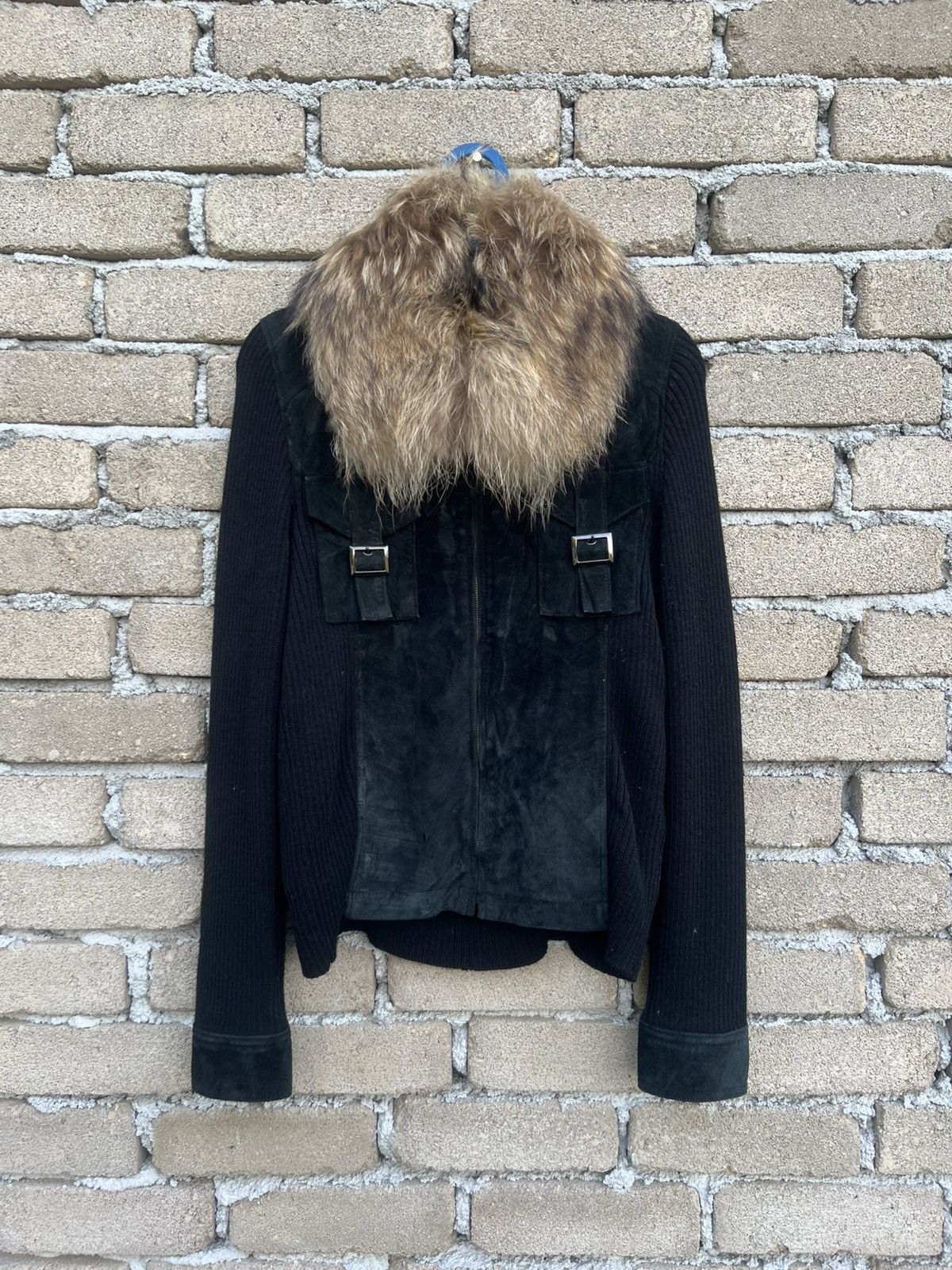 Japanese Brand Transwork Fur Collar Hybrid Cotton Leather Jacket Size S / US 4 / IT 40 - 2 Thumbnail