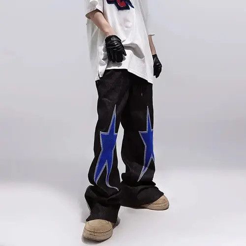 Japanese Brand × Jean STAR Embroidery Stacked Denim Jeans Size US 32 / EU 48 - 1 Thumbnail