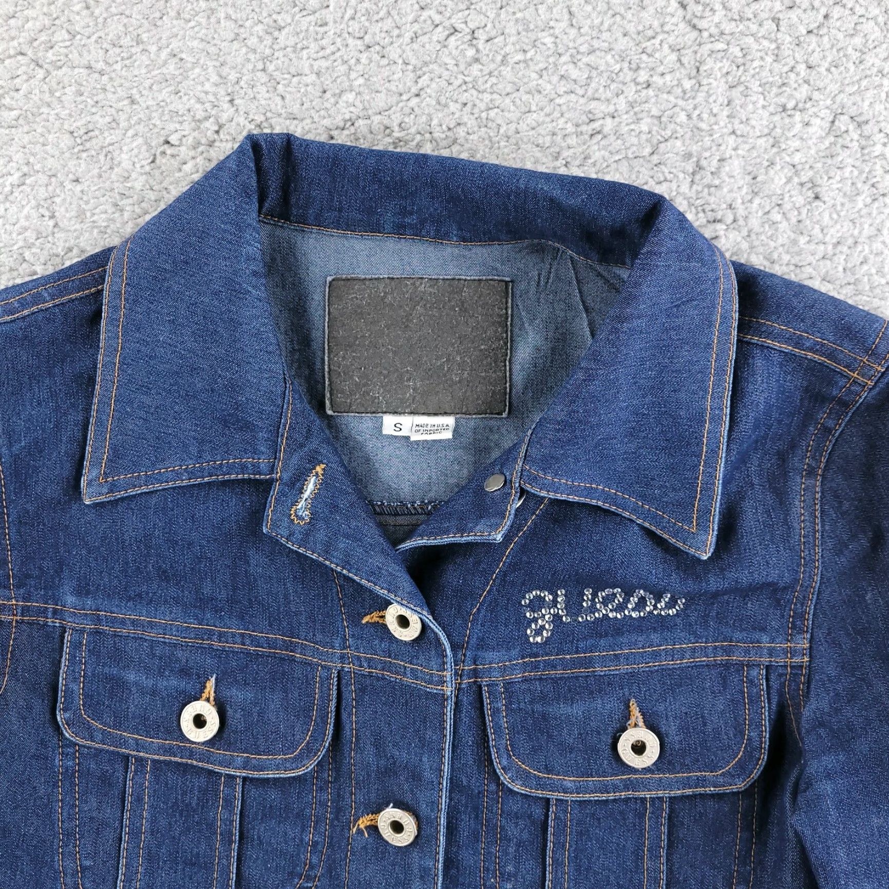 Guess VINTAGE GUESS Jacket Women Small Blue Denim Jean Jacket Button Rhinestone Made in USA Women Denim Jacket Rhinestone USA 90s Size 28" / US 6 / IT 42 - 3 Thumbnail