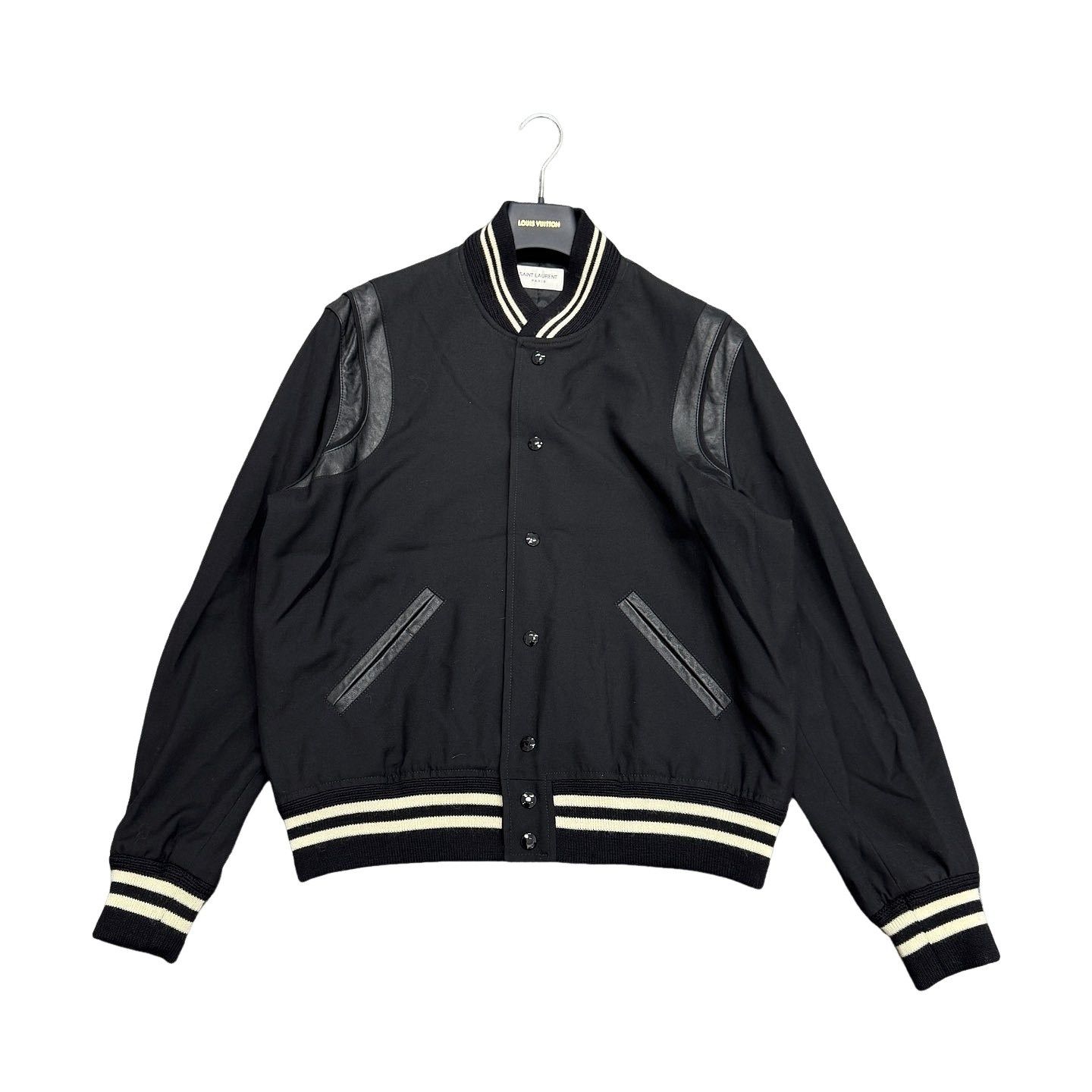 Saint Laurent Paris Black Studded Leather Bomber Jacket | Grailed