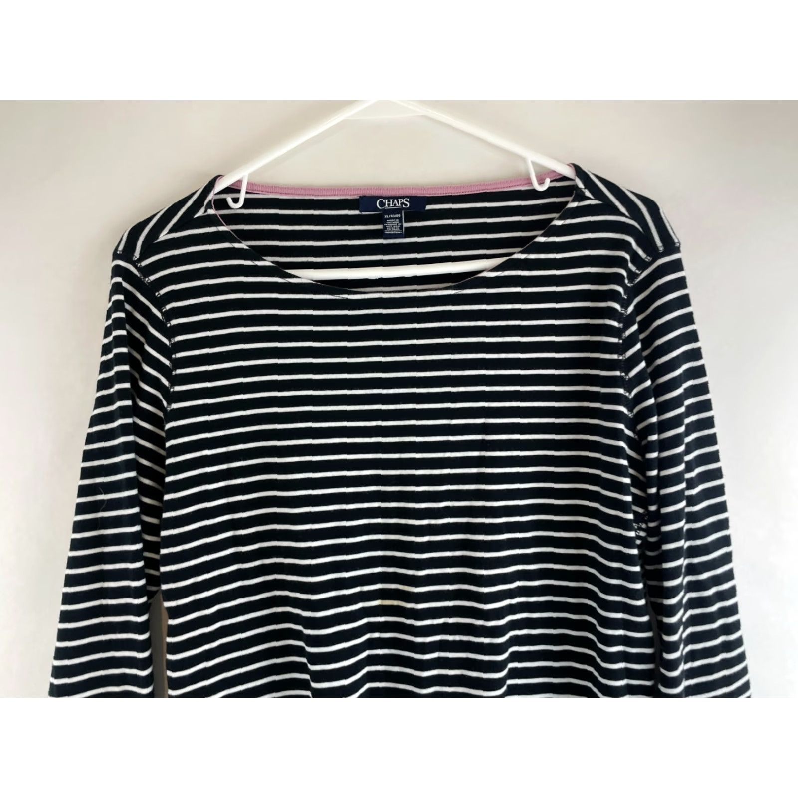 Chaps Chaps Shirt Women's XL Navy Blue White Striped Boat Neck Long Sleeve T-Shirt Shirt Casual Womens Size XL / US 12-14 / IT 48-50 - 3 Thumbnail
