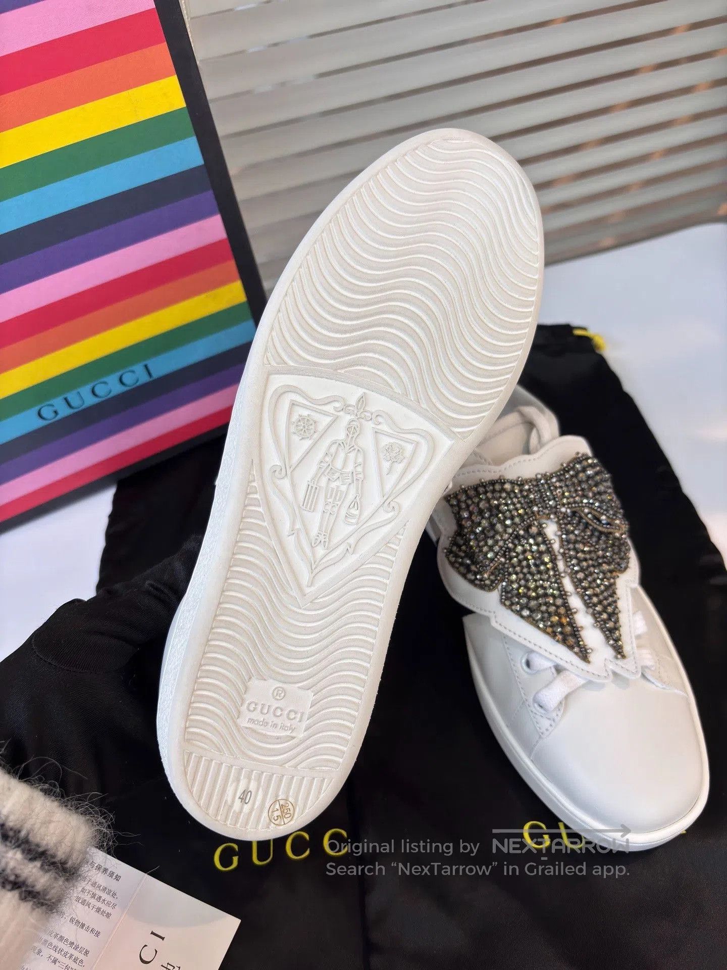 Gucci Gucci Limited Crystal Bow White Sneakers. Size US 8.5 / IT 38.5 - 6 Thumbnail