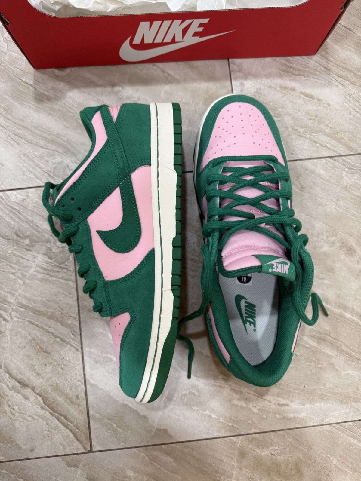 Nike Nike Dunk Low "Pink & Green" (Suede/Leather Mix) Size US 10 / EU 43 - 7 Thumbnail