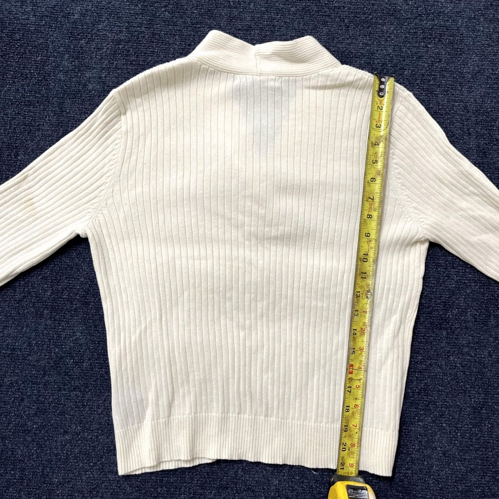 Ralph Lauren VINTAGE Lauren Ralph Lauren Sweater Womens Petite Large White Ribbed Shawl Collar Cotton Size L / US 10 / IT 46 - 7 Thumbnail