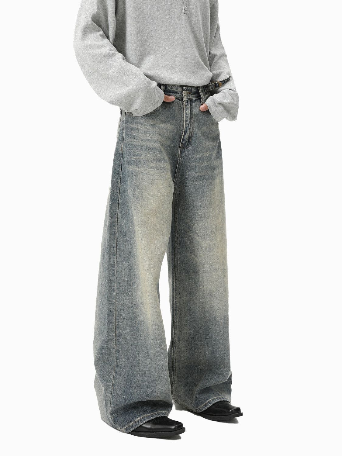 Jean Men's Stylish Distressed Loose-Fit Straight-Leg Washed Jeans Size US 32 / EU 48 - 2 Thumbnail