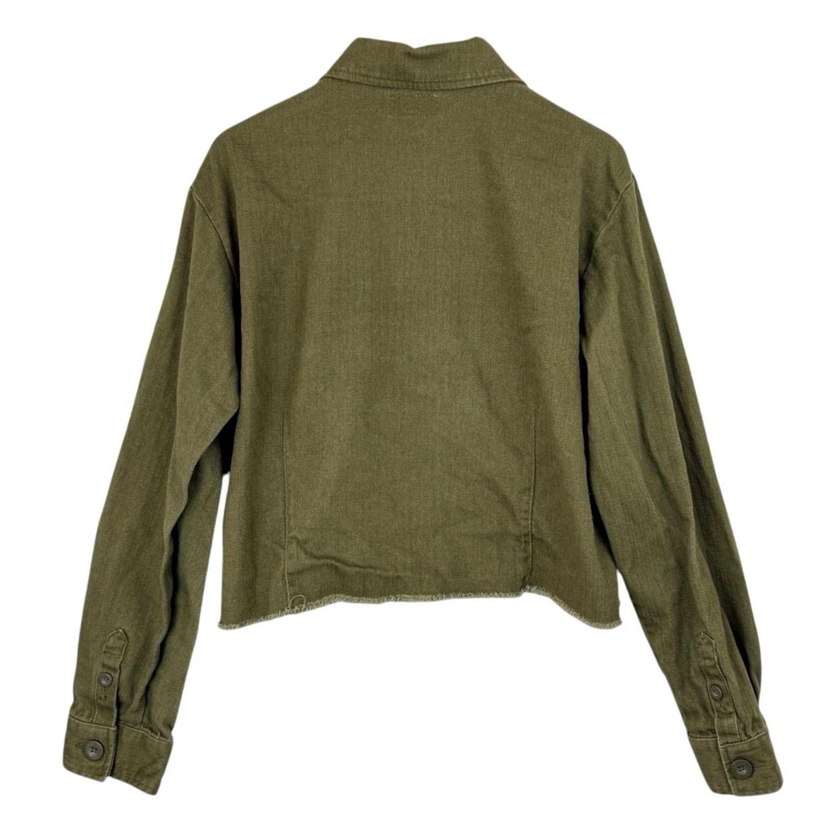 Brixton Brixton Jacket Denim Short L/S Cropped Olive Green Button Fridge? Size M / US 6-8 / IT 42-44 - 3 Thumbnail