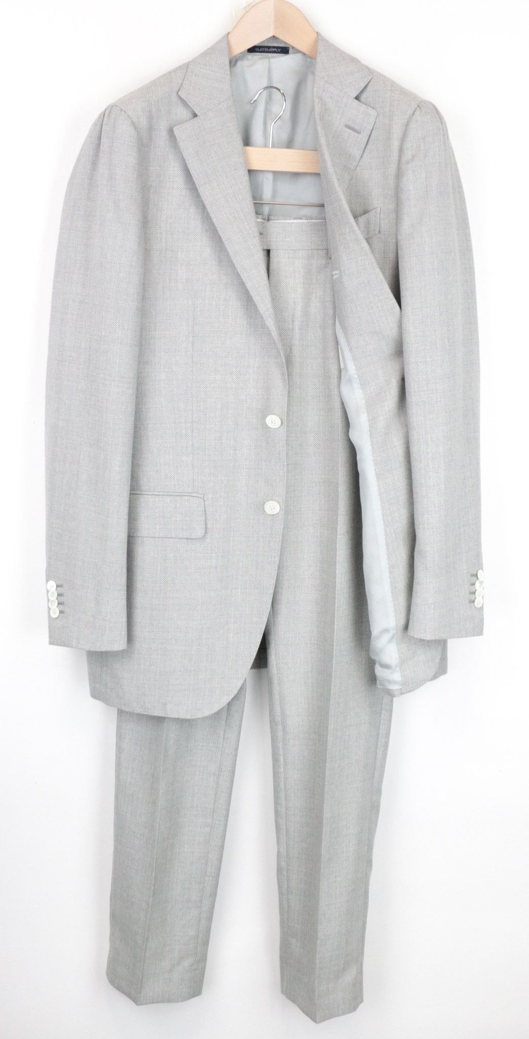 image of Suitsupply La Spalla Uk40L Wool Grey Suit 68292, Men's