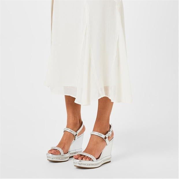 Christian Louboutin Pyrastrass 110mm Metallic Leather Wedge Sandals Size US 9 / IT 39 - 2 Thumbnail