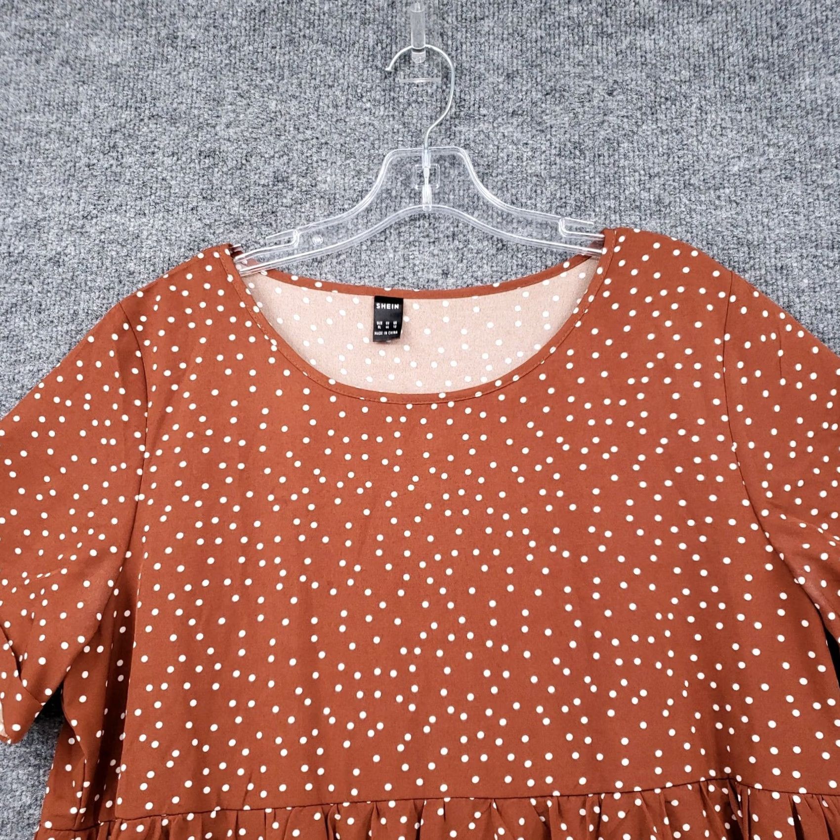 Shein Shein Dress Women Brown A-Line Knee Length Polka Dots Short Sleeves Polyester 12 Size 34" / US 12 / IT 48 - 6 Thumbnail