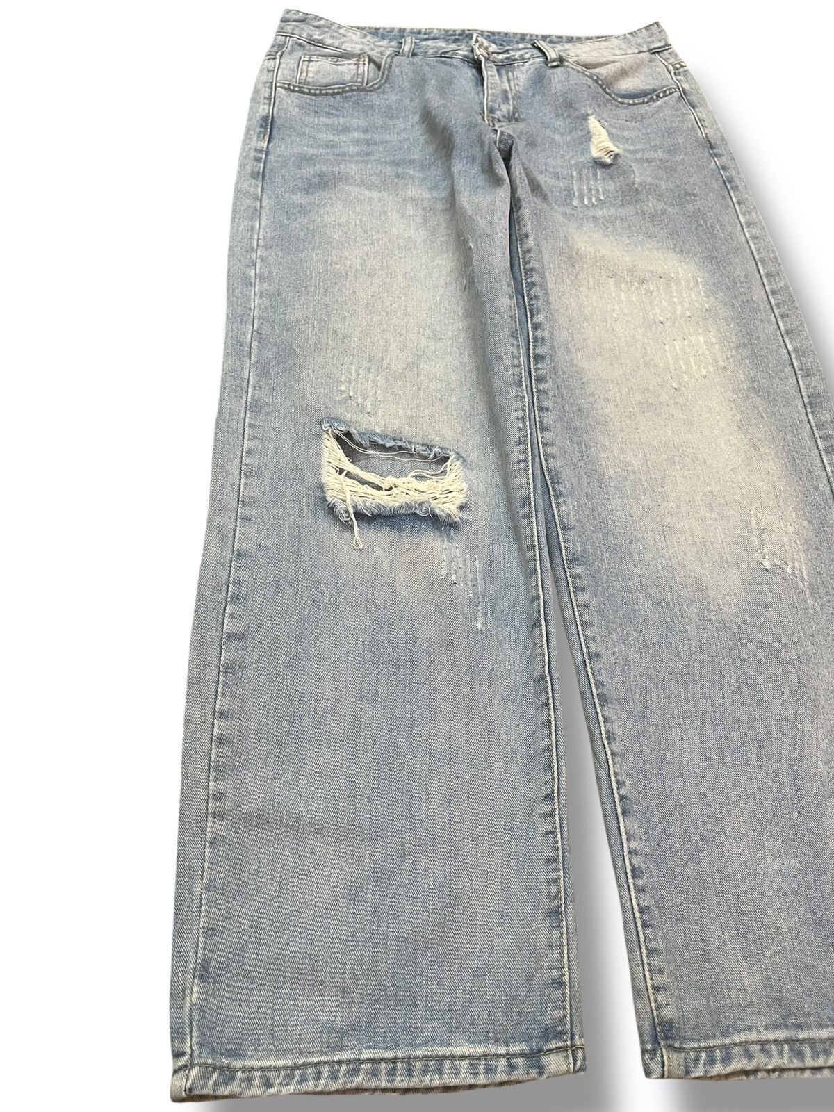 Shein Shein Wide Leg Baggy Grunge Distressed Denim Size US 33 - 3 Thumbnail