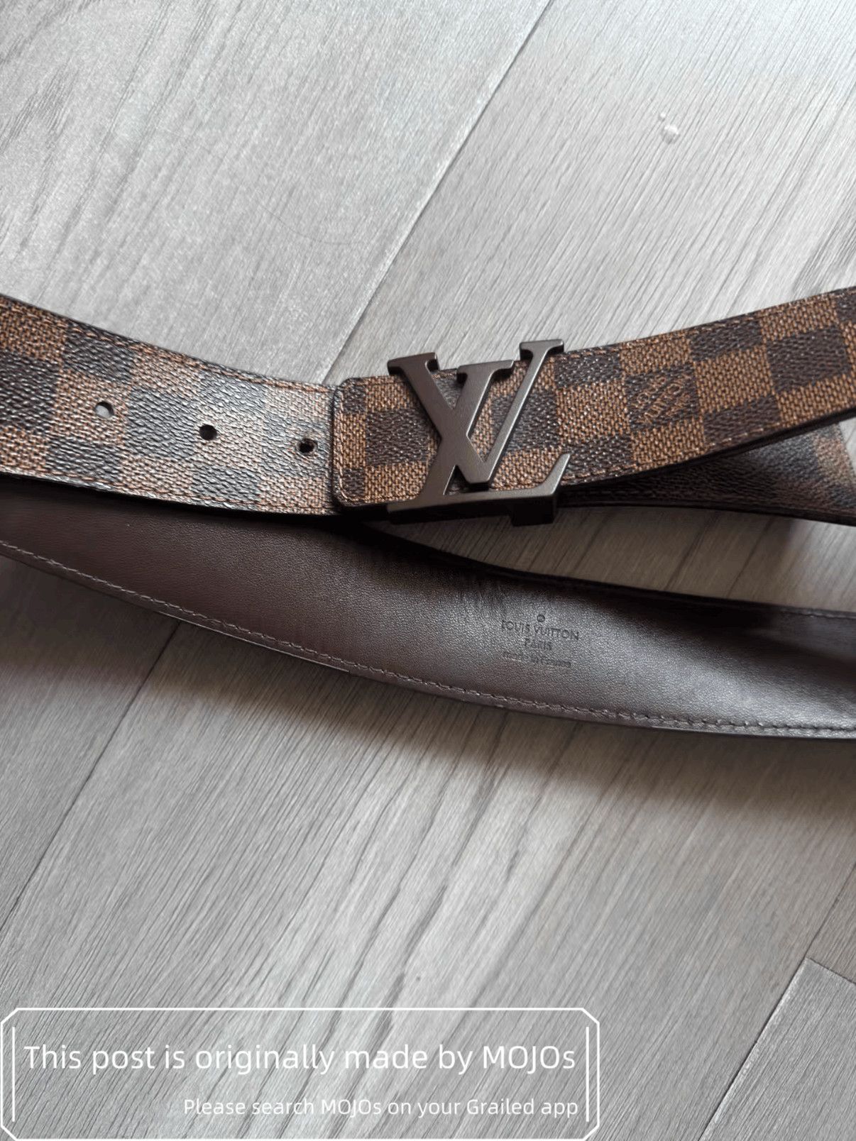 Sz 90 Louis Vuitton M9807 Check Board Logo Belt mojos51