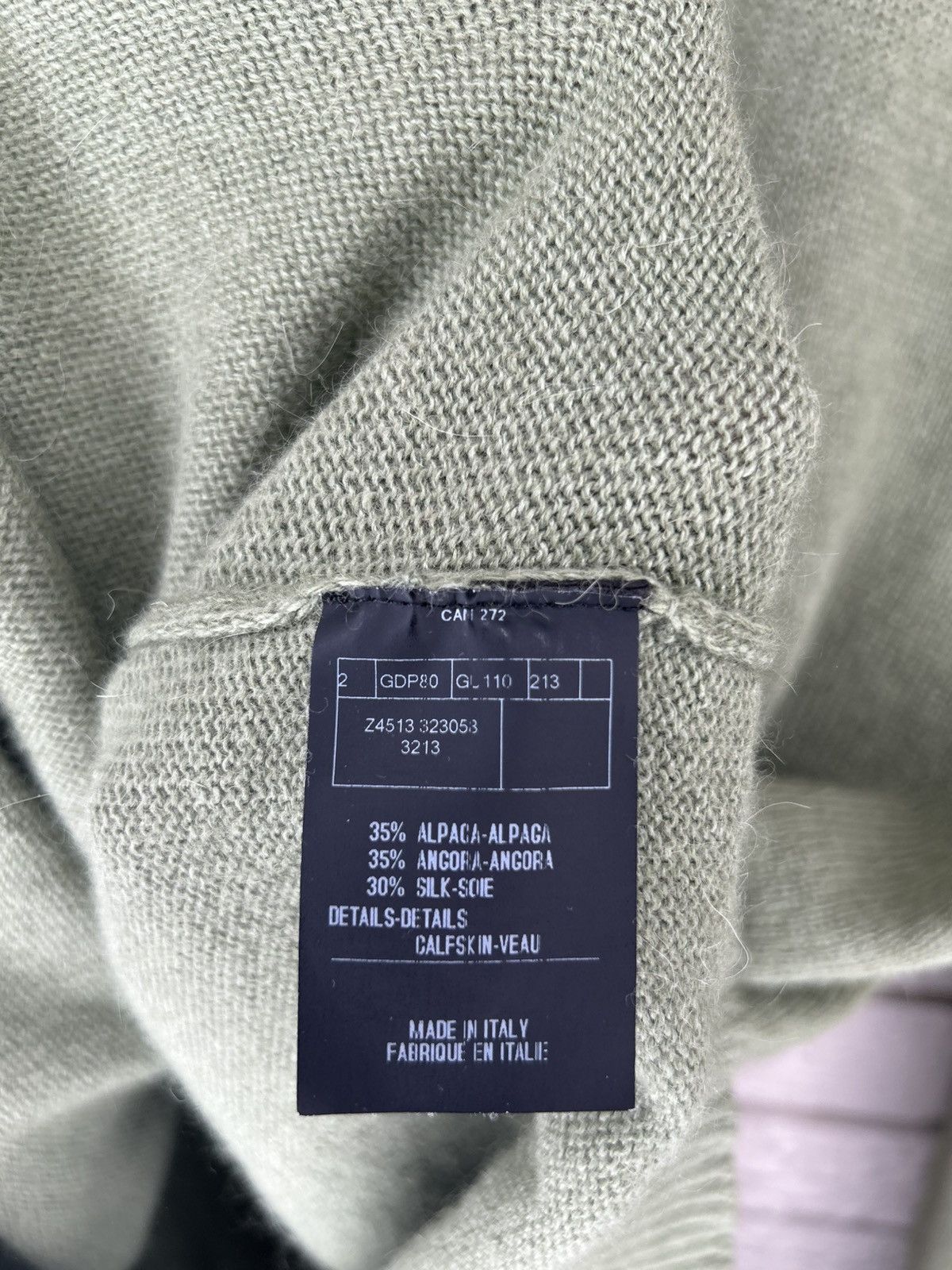 Gucci Gucci Alpaca Silk Olive Green Calfskin Patch Knit Sweater Size US XL / EU 56 / 4 - 13 Thumbnail