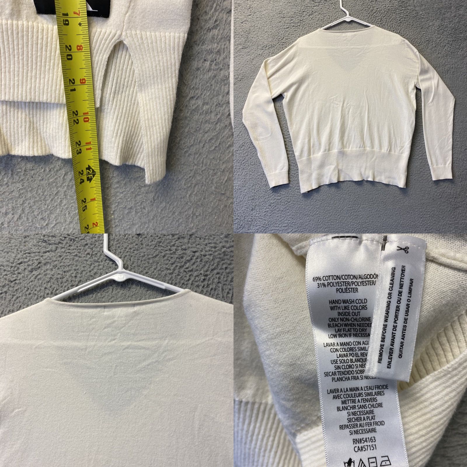 Calvin Klein Calvin Klein Women's Sweater S Cream Long Sleeve V-Neck Pullover Casual All Seasons Fall Winter Spring Summer Size S / US 4 / IT 40 - 8 Thumbnail