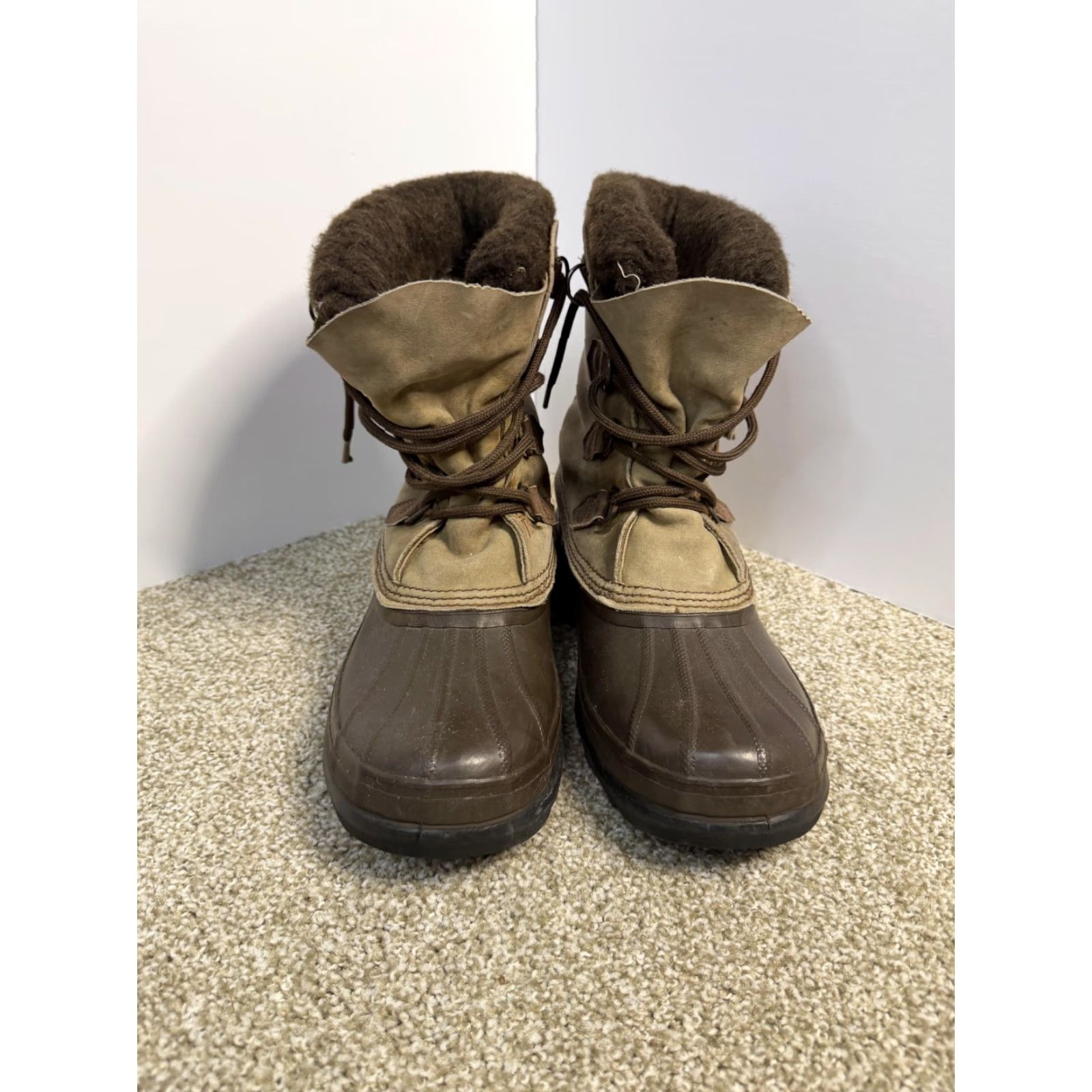 SOREL VINTAGE Sorel Bighorn Snow Boots Mens 10 Brown Leather Waterproof Insulated Made In Canada Shoes Boot Winter Mens Size US 10 / EU 43 - 3 Thumbnail
