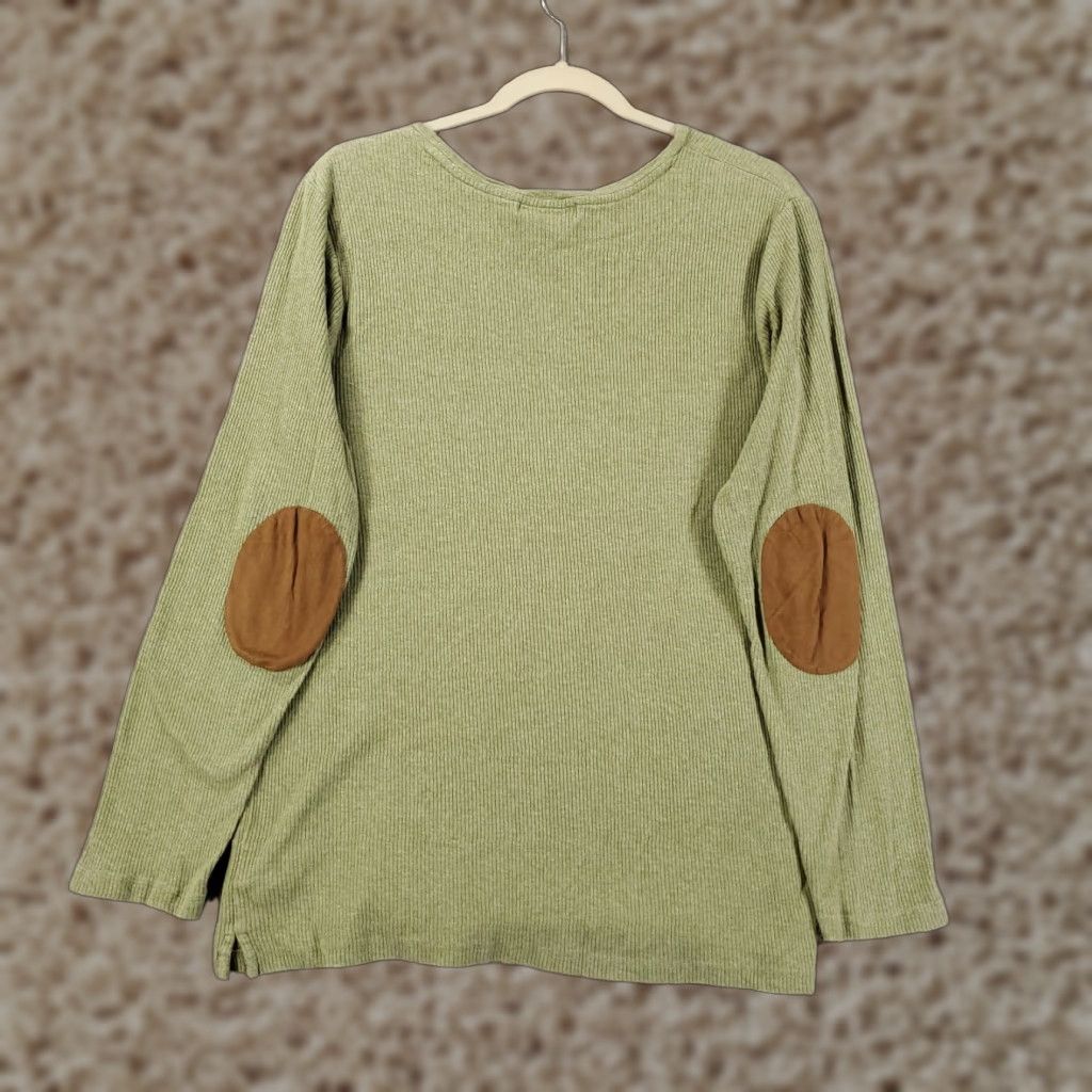 Ralph Lauren Lauren Ralph Lauren Top Womens 2X Green Long Sleeve Pullover Shirt Mock Neck Casual Solid Knit Cotton Elbow Pads Lightweight Size XXL / US 16-18 / IT 52-54 - 1 Thumbnail