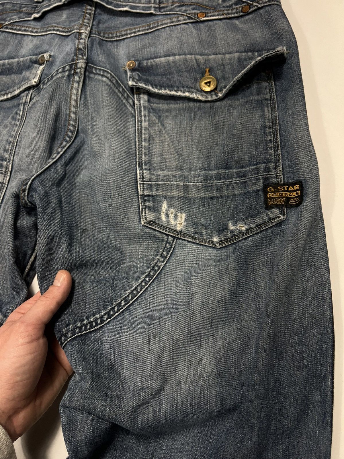 Vintage G-star Raw Distresses Baggy Double Knee Pants Jeans