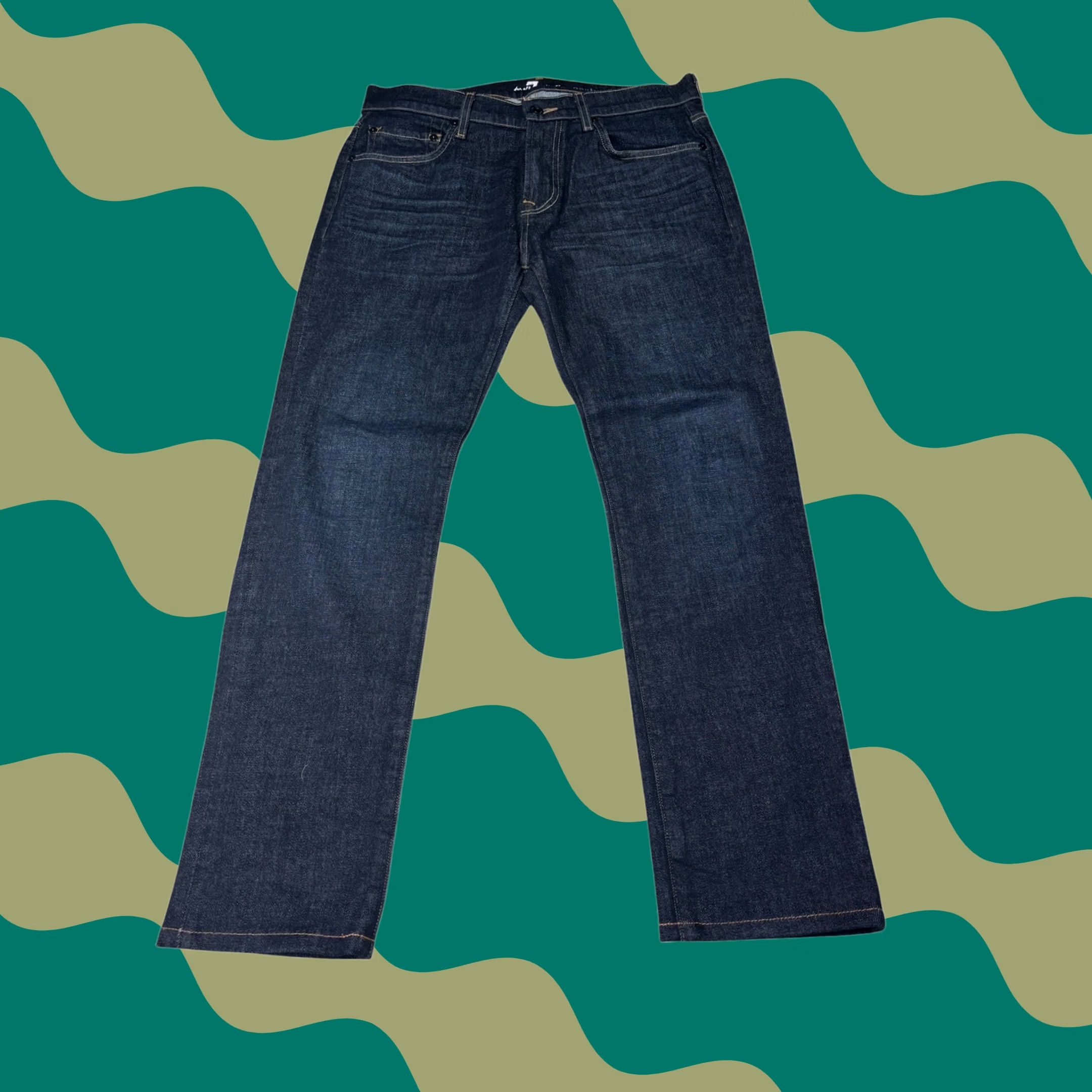 7 For All Mankind Paxtyn Jeans Skinny Denim 32 Mens Dark Indigo Stretch Denim Casual Five-Pocket Logo Bagged Brand