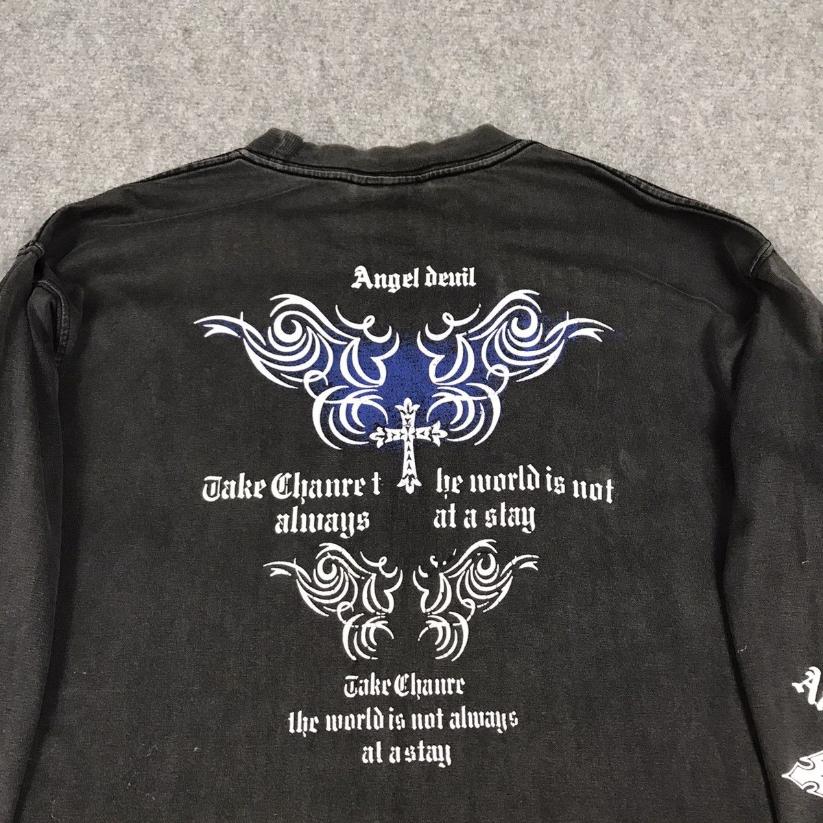 14th Addiction × Japanese Brand × KMRii Angel Devil Black Sun faded Distress Punk long Tshirt Size US S / EU 44-46 / 1 - 9 Thumbnail