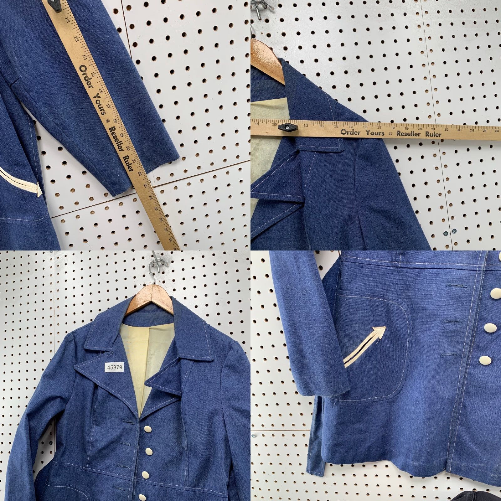 Denime VINTAGE Denim Trench Coat Womens M Belted 70s MOD Disco USA Blue Shirt Coat Mens? Size M / US 6-8 / IT 42-44 - 9 Thumbnail