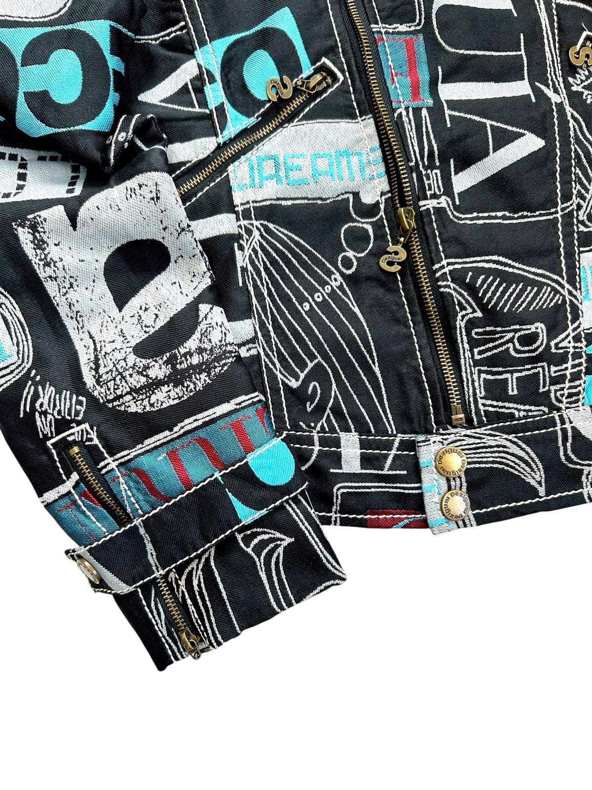 Desigual Desigual Y2K Denim Grange Punk Graffiti Moto Biker Jacket Size XS / US 0-2 / IT 36-38 - 6 Thumbnail