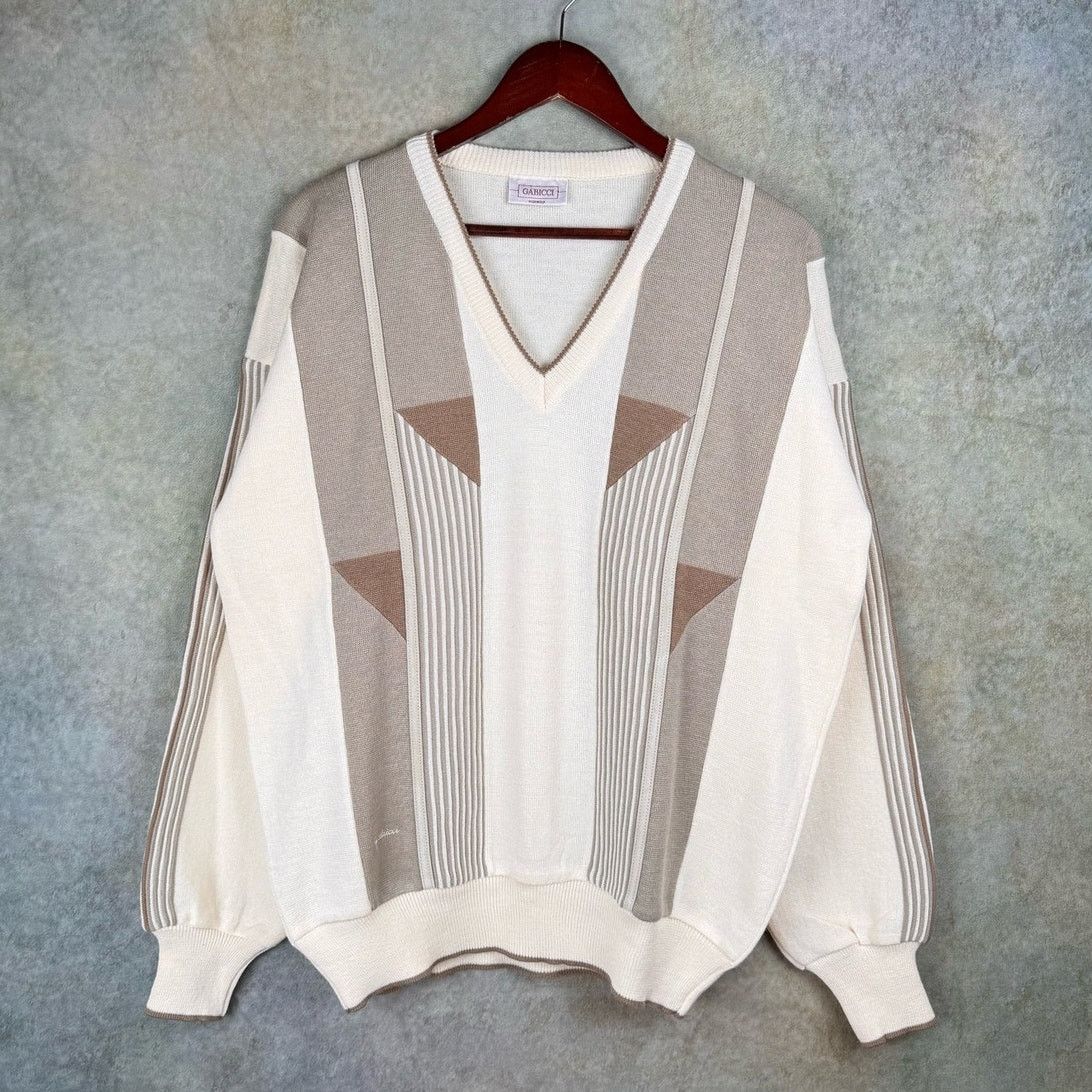 Gabicci × Vintage VTG 90s Gabicci Knit Sweater XL Tan Beige Italy Soprano Size US XL / EU 56 / 4 - 1 Thumbnail