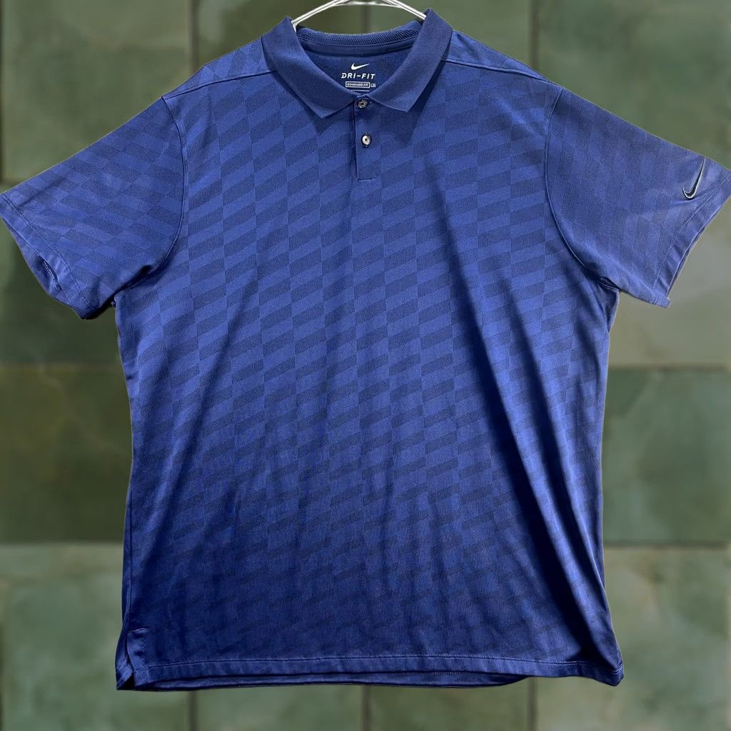 Nike Nike Dri-FIT Polo Shirt Mens XL Blue Standard Fit Tonal Check Golf Swoosh Sport Size US XL / EU 56 / 4 - 1 Thumbnail