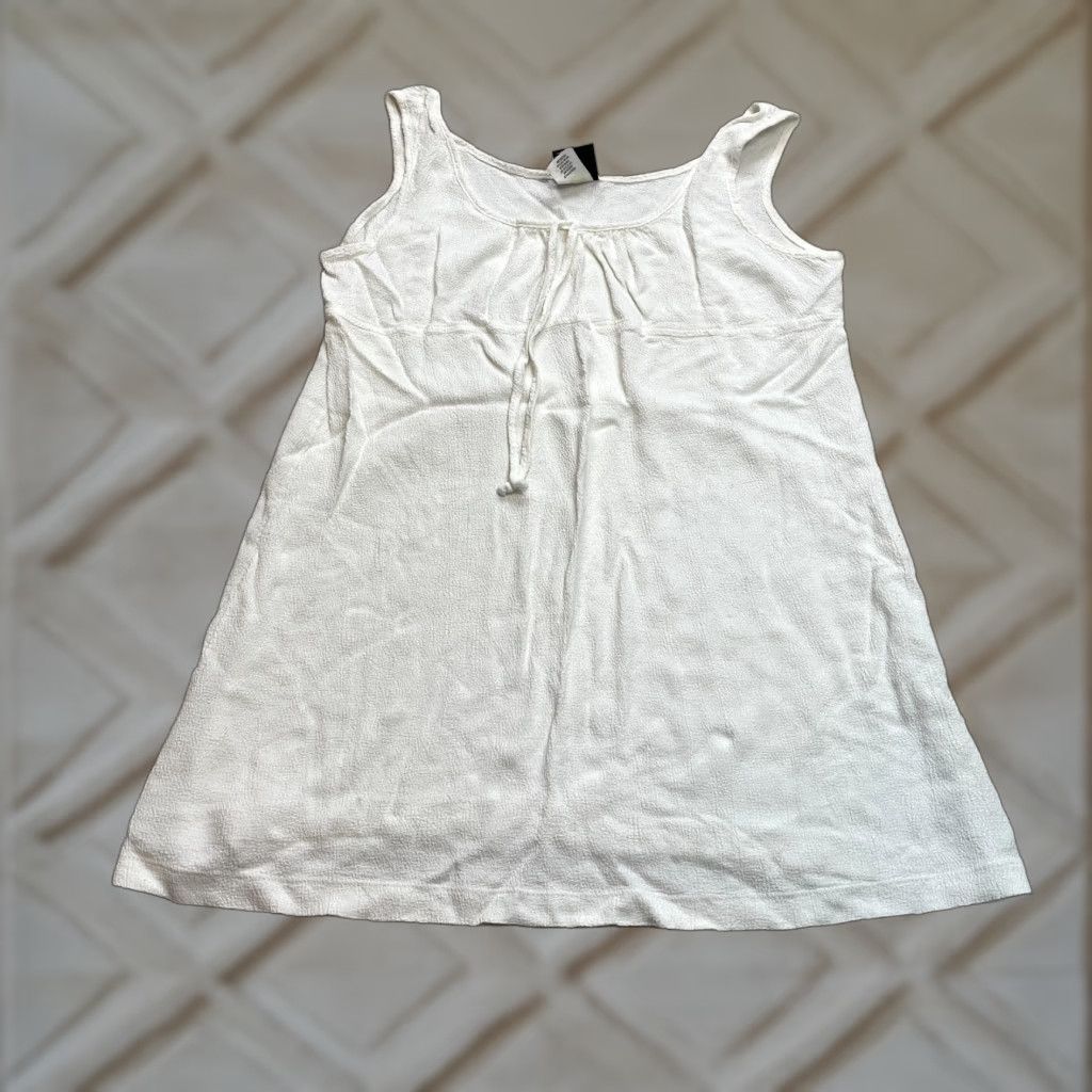 Vintage Dotti Tank Top Shirt Womens XL White Rayon Sleeveless Solid Tie Made in USA Size XL / US 12-14 / IT 48-50 - 1 Thumbnail