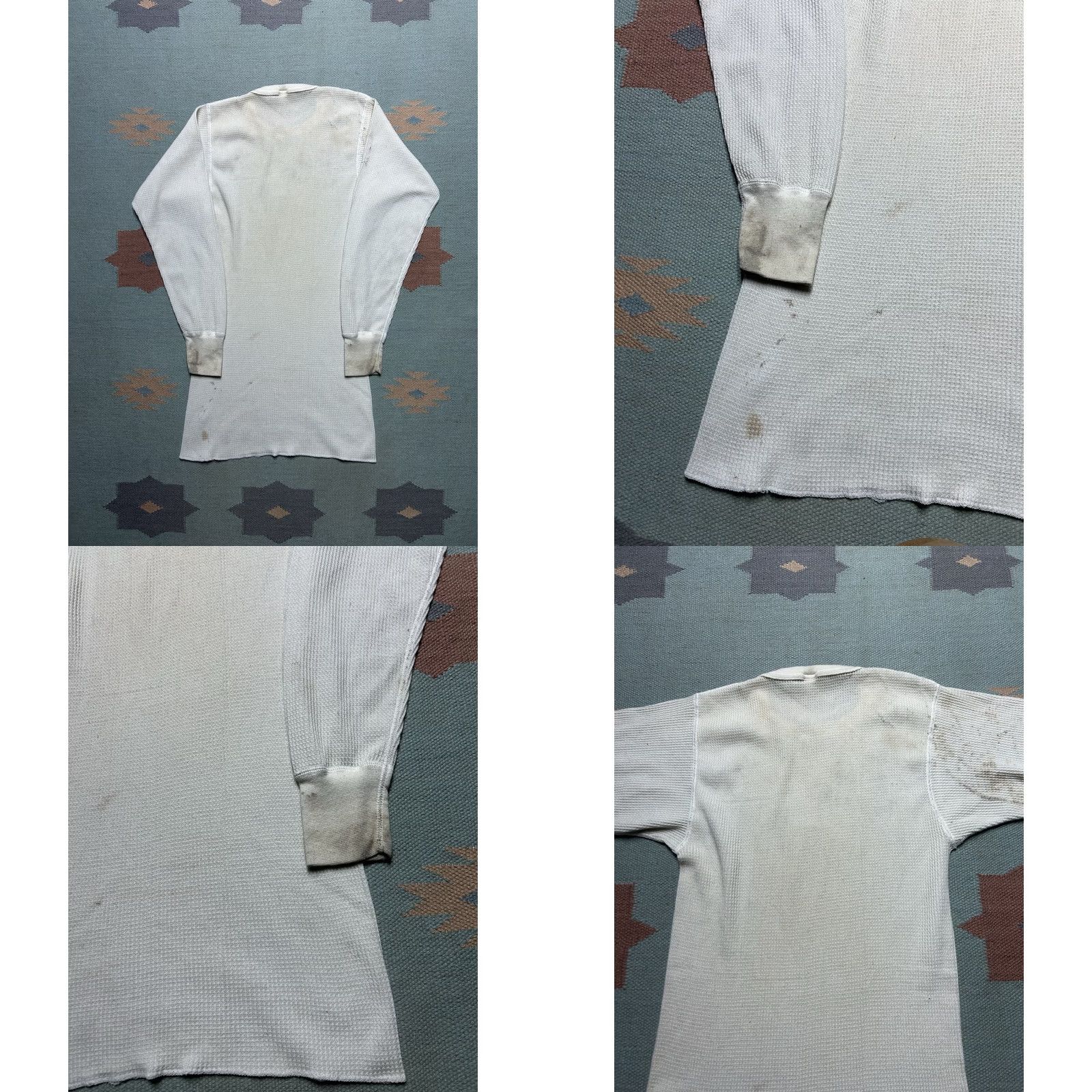 Layer 8 VINTAGE Base White Thermal Shirt Long Sleeve Knit Large Mens Size US L / EU 52-54 / 3 - 8 Thumbnail