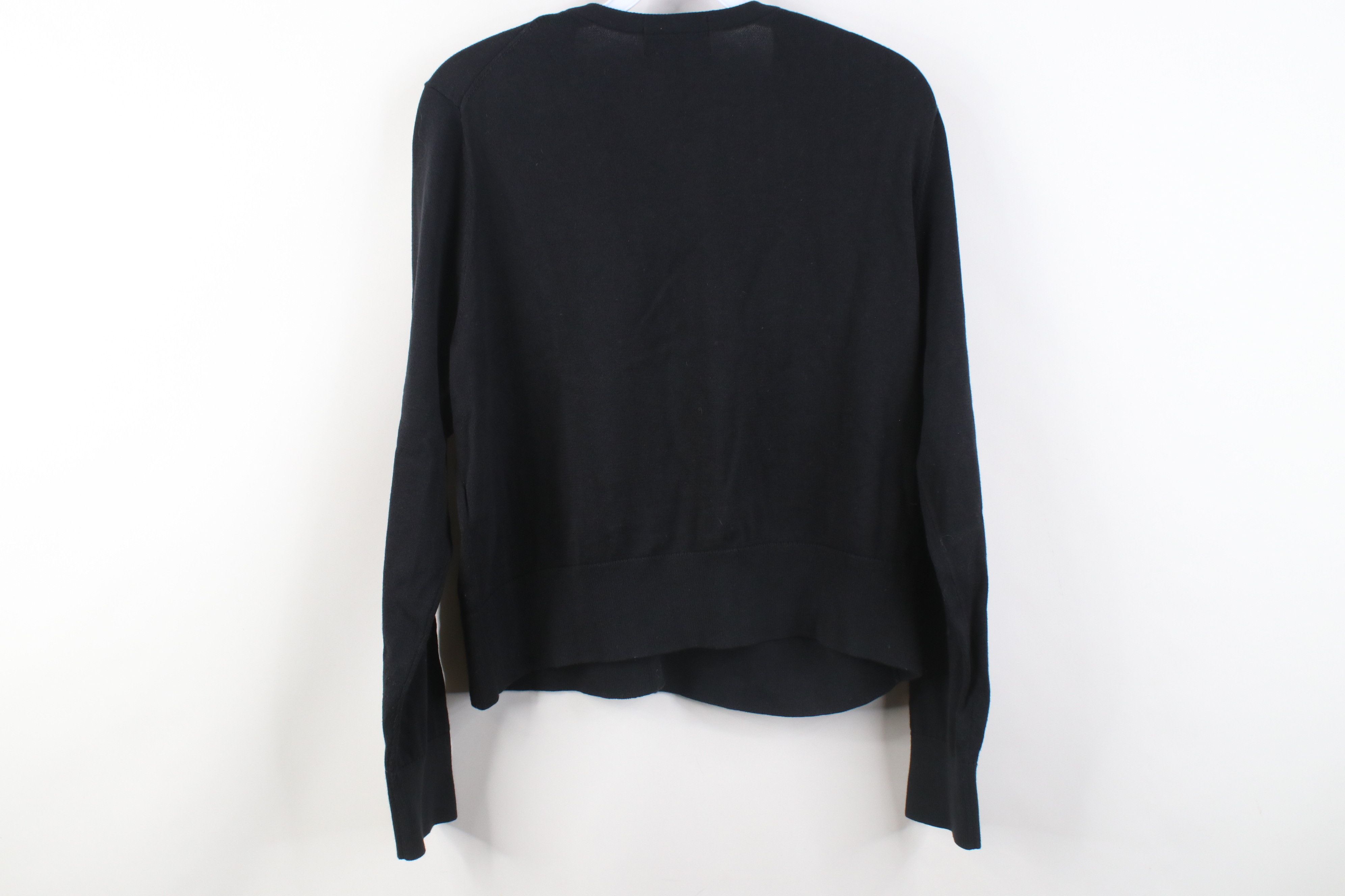 Lands' End Y2K Lands End Supima Cotton Knit Fox Cardigan Sweater Black Size L / US 10 / IT 46 - 10 Thumbnail